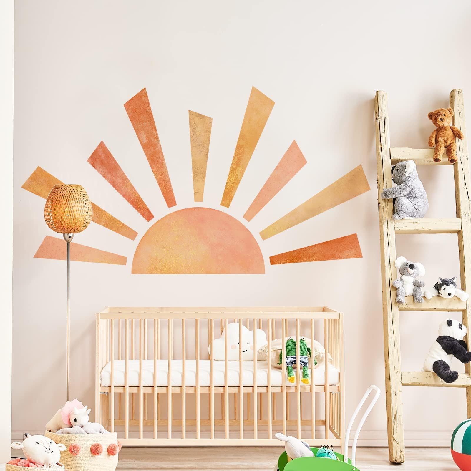 53X29.9 Inch Boho Half Sun Wall Decals Watercolor Sun Murals Modern Wall Decals Vinyl Sun Wall Decals Removable Peel And Stick W