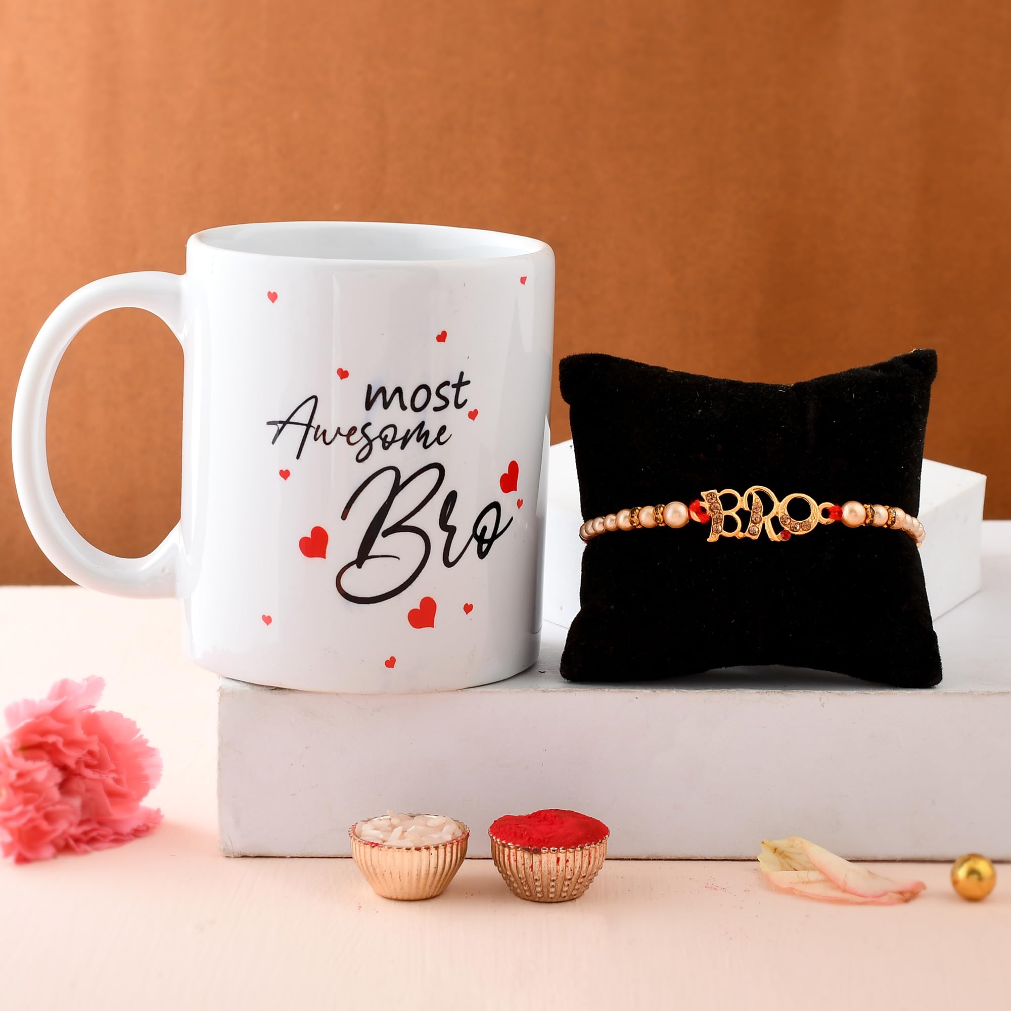 Pride Store Rakhi Rakhi for Brother Most Awesome Bro Printed Mug Gift Set of Mug 330ml Gift Best Rakhi Gift for Brother Rakhi fo