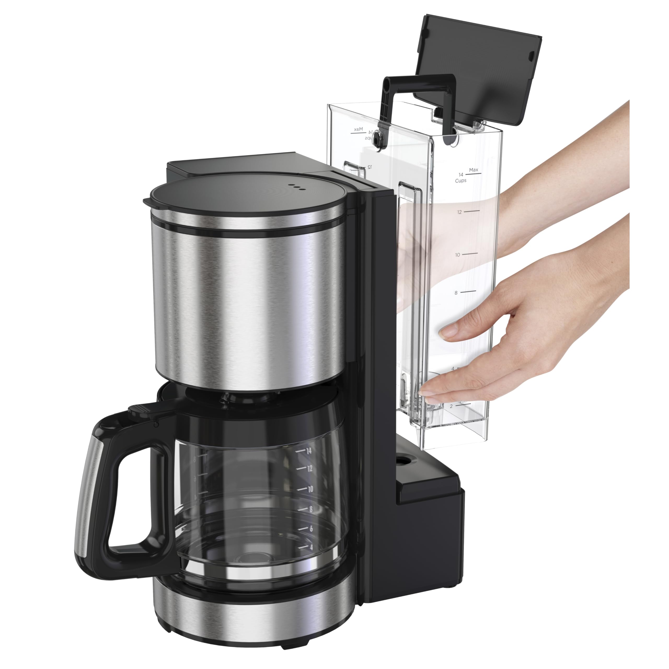 Hamilton Beach 14 Cup Programmable Coffee Maker With Easy Measure Light Up Reusable Filter, Removable 70 Oz. Water Reservoir, Bl