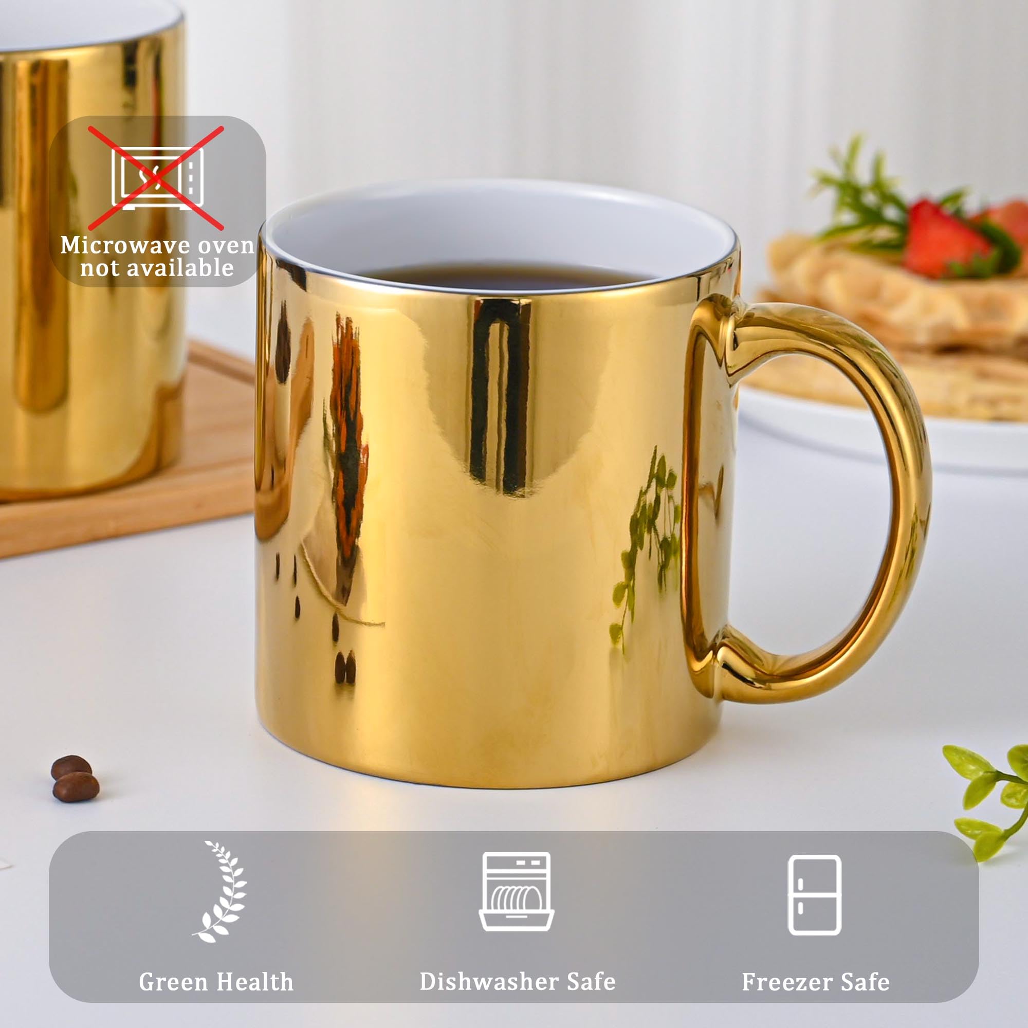 Bycnzb 22oz large Coffee Mugs gold Ceramic Mugs set of 2 Ceramic Cups for Coffee, Tea, Cocoa (22oz)