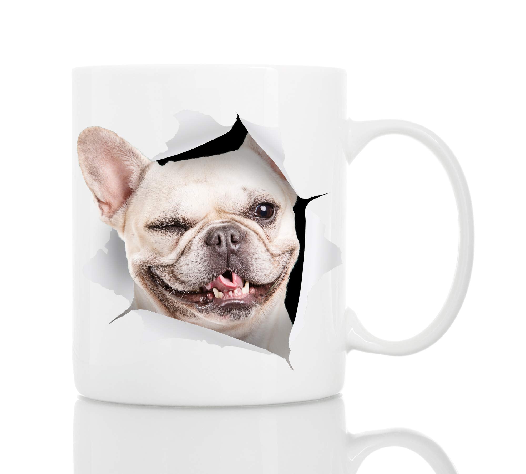 Winking French Bulldog Mug - Ceramic Funny Coffee Mug - Cute Novelty Coffee Mug Present - Great Birthday Or Christmas Surprise F