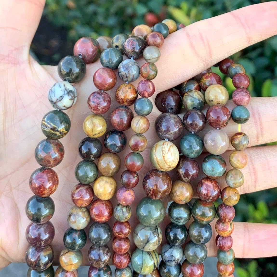 1 Strand Adabele Natural Picasso Jasper Healing Gemstone 8Mm (031 Inch) Round Loose Stone Beads (44-47Pcs) For Jewelry Craft Mak