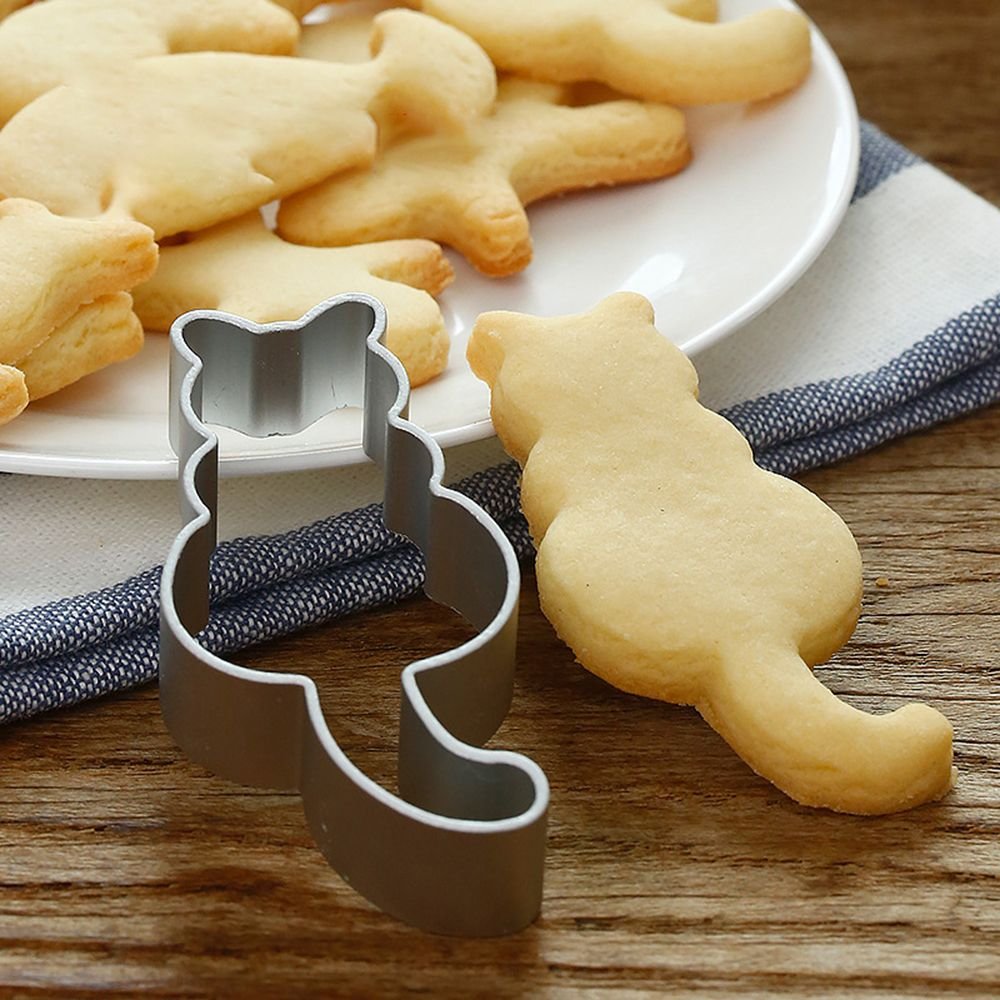 Win 5Pcs Cute Cat Shape Cookie Cutter Stainless Steel Fondant Cutter Cake Decoration Tool Set
