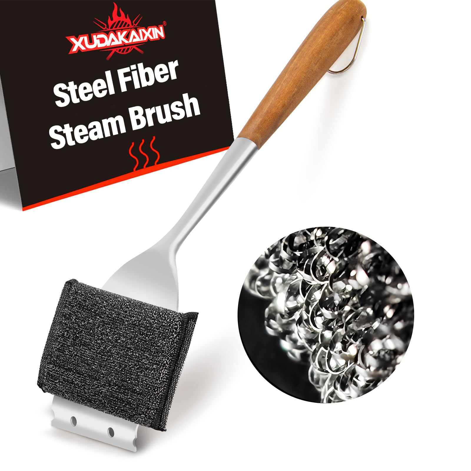 XUDAKAIXIN Grill Brush Bristle Free,Unique Steel Fibers Pad [Safe & Efficient] Perfect for Any Grill/Flat Tops Griddles,Safe Gri