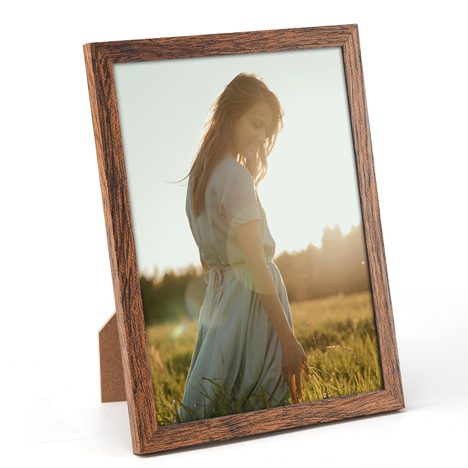 Giftgarden 6x8 Picture Frame Walnut Brown, 6 by 8 Thin Photo Frame for Wall Tabletop Display, Single
