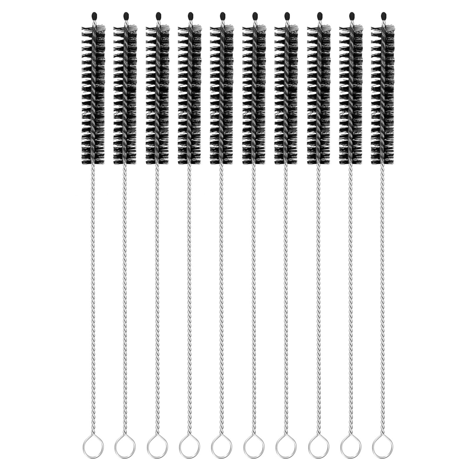 uxcell 10Pcs Drinking Straw Cleaning Brushes, 8 x 3/8 Nylon Bristles Long Straw Brush Pipe Cleaner for Washing Straw Pot Spout