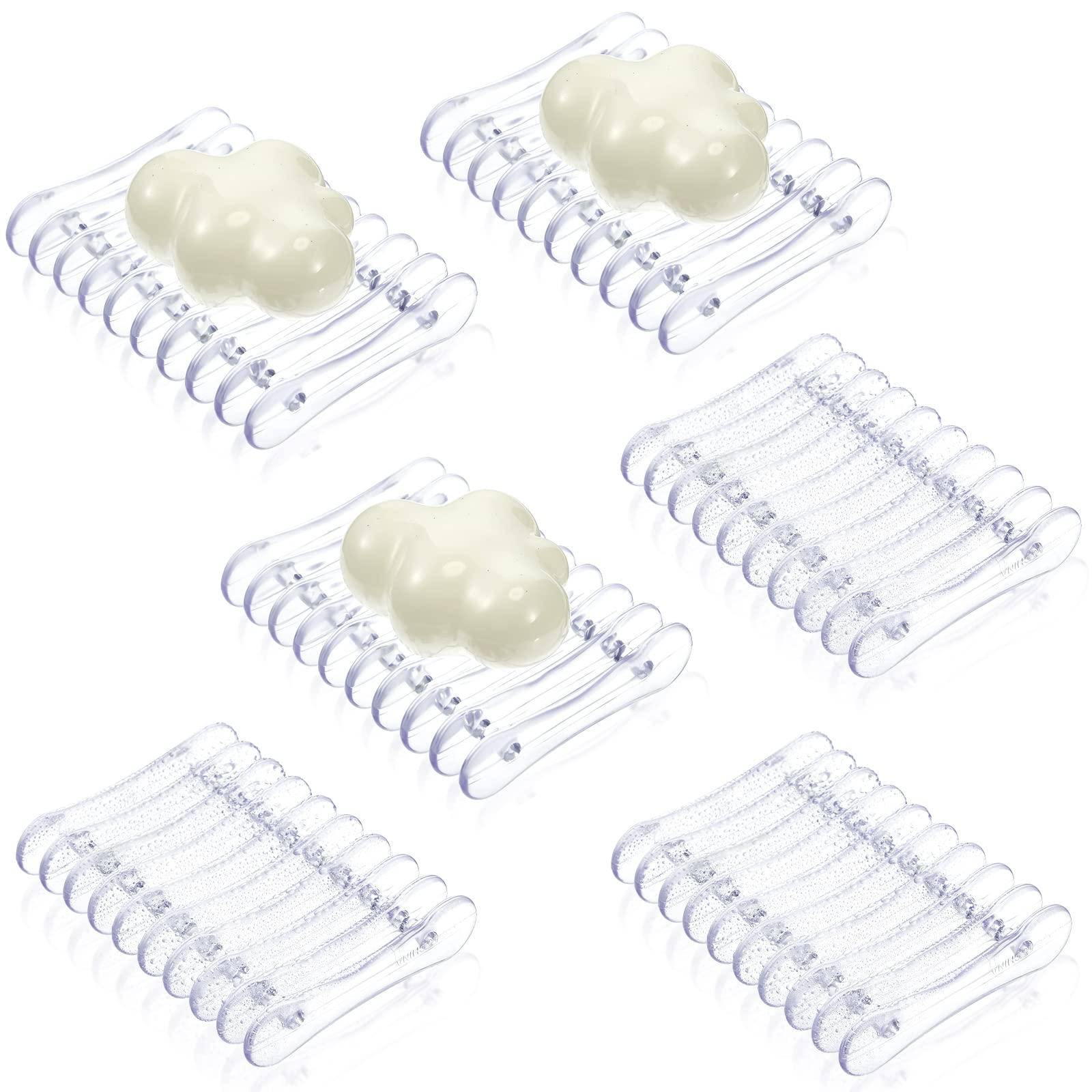 6 Pieces Clear Plastic Bar Soap Holder Soap Tray Soap Saver Bar Dish Self Draining Soap Dishes For Soap Sponge Dryer Bathroom To