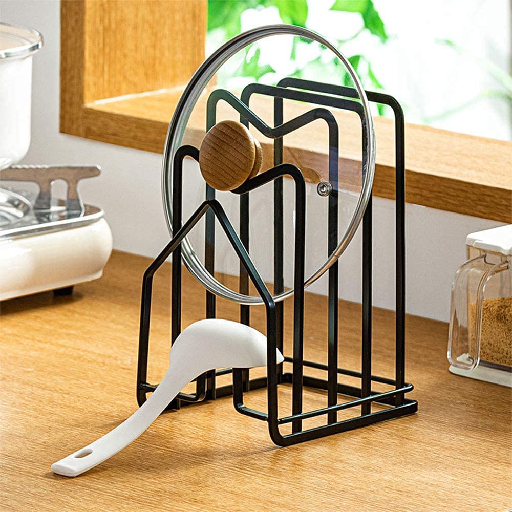 Sunfcon Cutting Board Holder Rack Pot Pan Lids Holder 2 Adhesive 304 Stainless Steel Hanging Hooks Chopping Board Organizer Thin