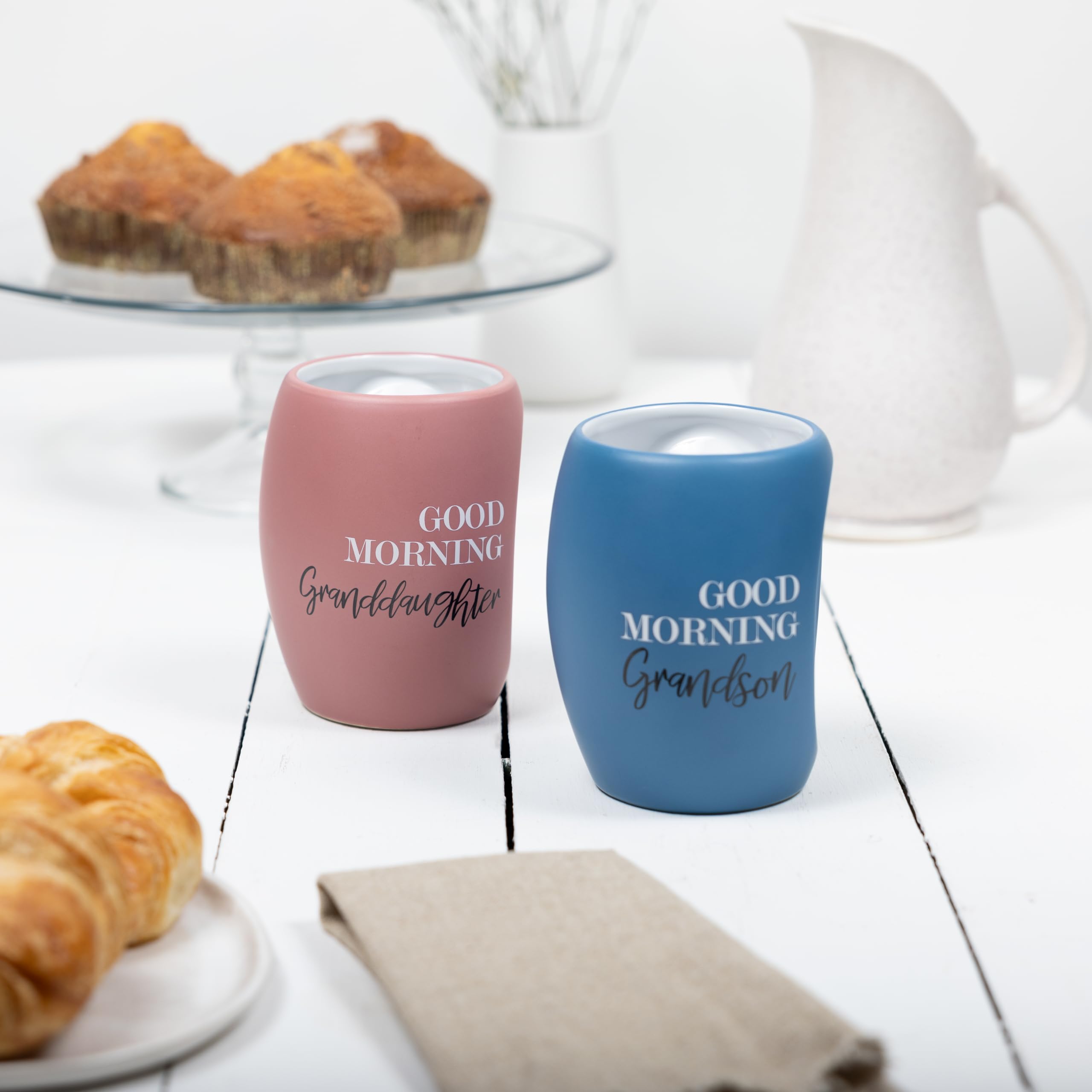 Pavilion - Good Morning Granddaughter - 16 oz Pink Coffee Mug Tea Cup Gift From Grandma Grandpa Grandparents Birthday Long Dista