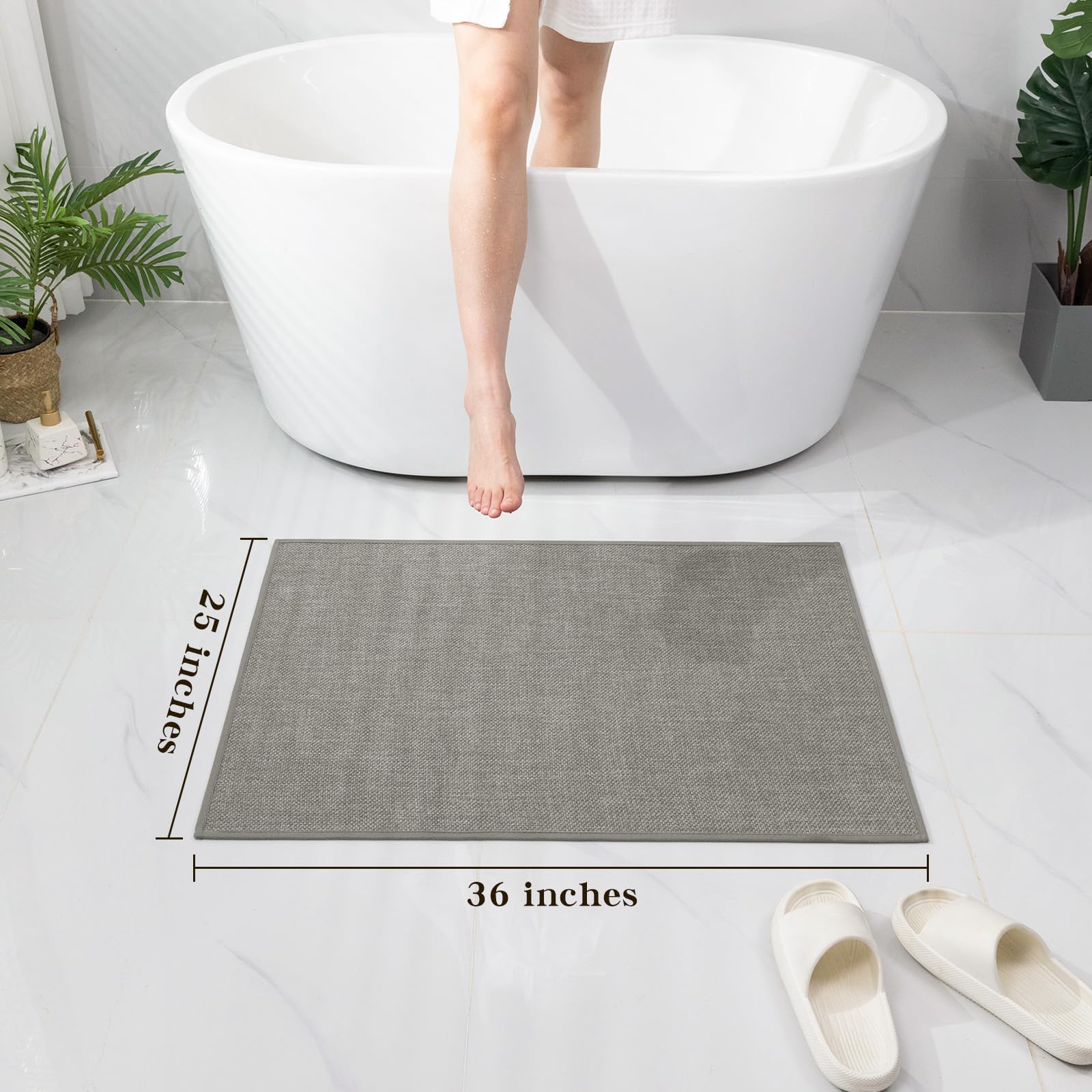 Chakme Bathroom Rugs Mat 36X25, Ultra Thin Non Slip Bath Mat Large Quick Dry Absorbent Bath Mat For Bathroom Floor, (Dark Grey,