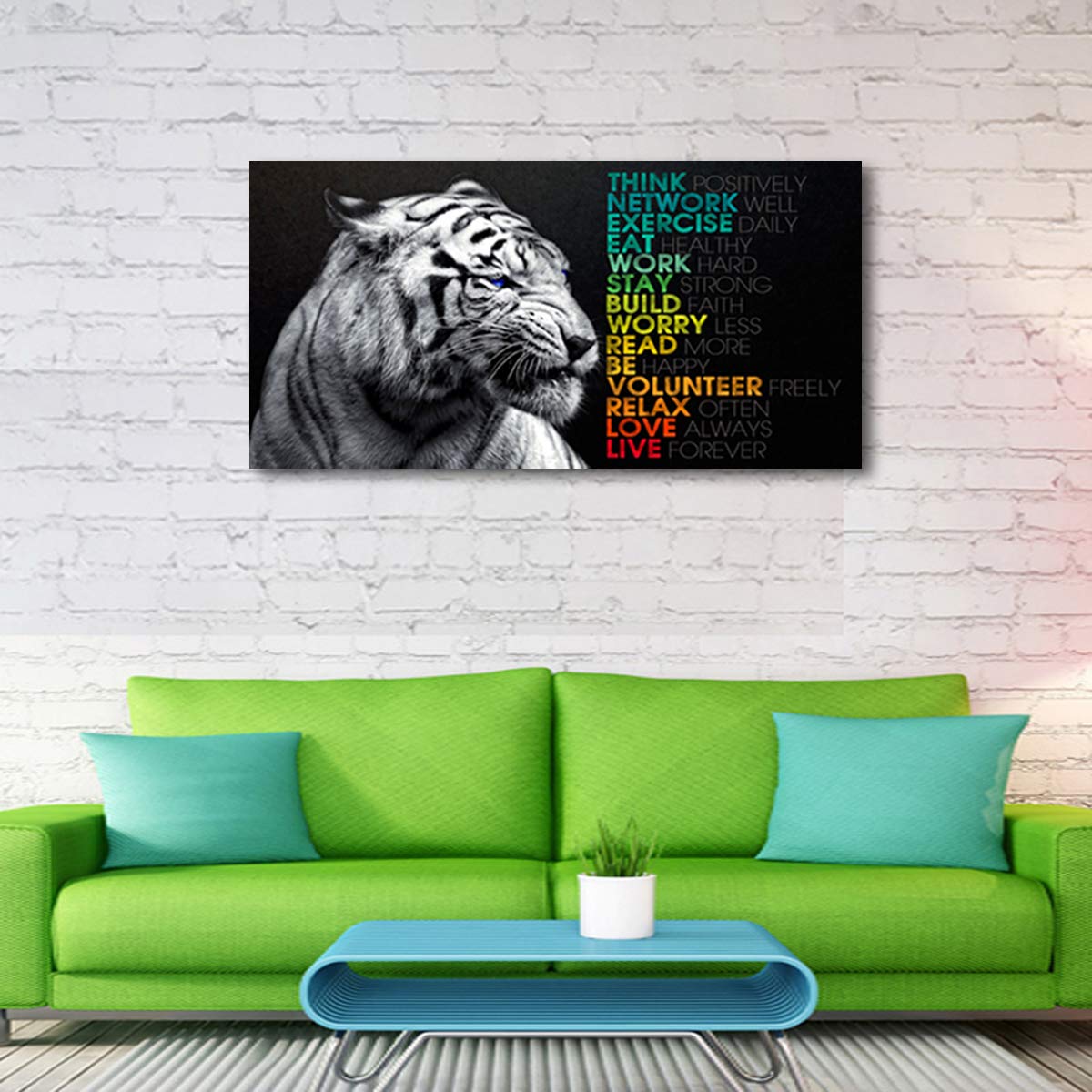 Animal Tiger Canvas Wall Art Motivational Quotes Motto Inspirational Picture Canvas Prints with Frame  Wall Art Decorative