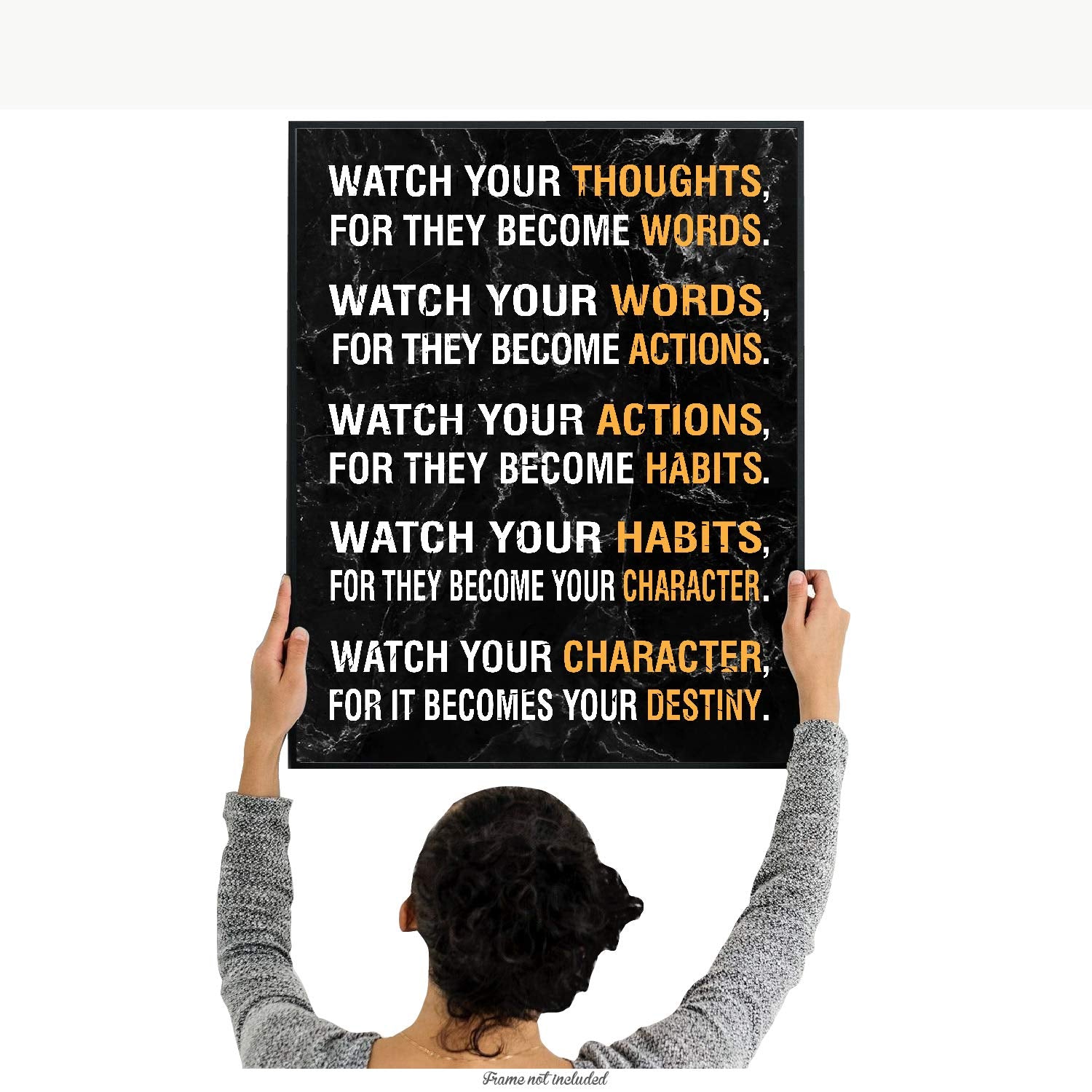 Mega Format Watch Your Thoughts Wall Art - Positive Thinking Posters, Motivational Poster, Inspirational Wall Art Posters, Motiv