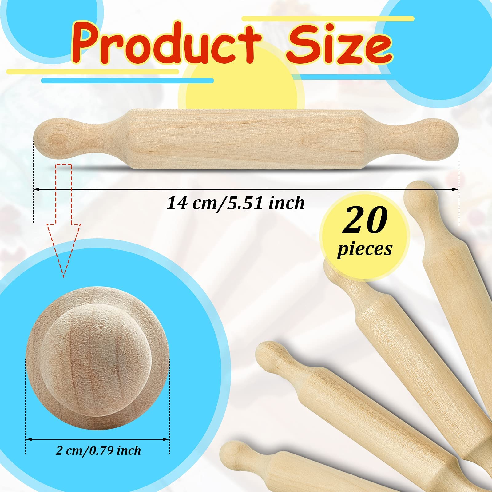 Suclain Wooden Mini Rolling Pin Long Kitchen Baking Small Dough Rolling Pin For Children Fondant Pastry Pizza Crafting And Imagi