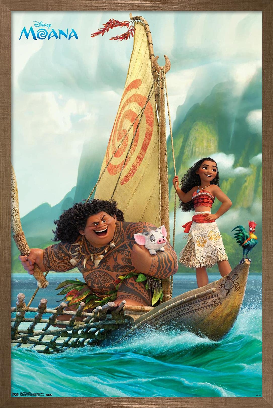 Trends International Disney Moana - Group Wall Poster, 22.37'' X 34.00'', Bronze Framed Version