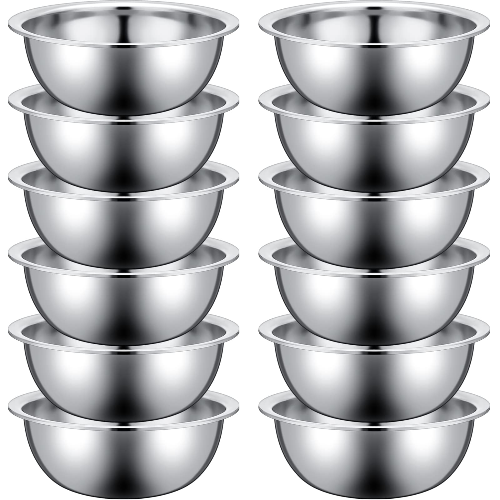 Pinkunn Set Of 12 Stainless Steel Mixing Bowls Bulk Nesting Metal Salad Bowls Food Mixing Bowls Baking Prep Reusable Large Bowl