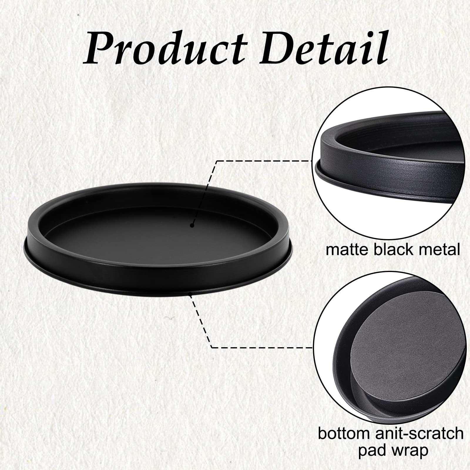 Lobolighting Black Round Coffee Table Serving Tray, Black Round Decorative Seving Tray For Modern Farmhouse Home Decorations (Ou