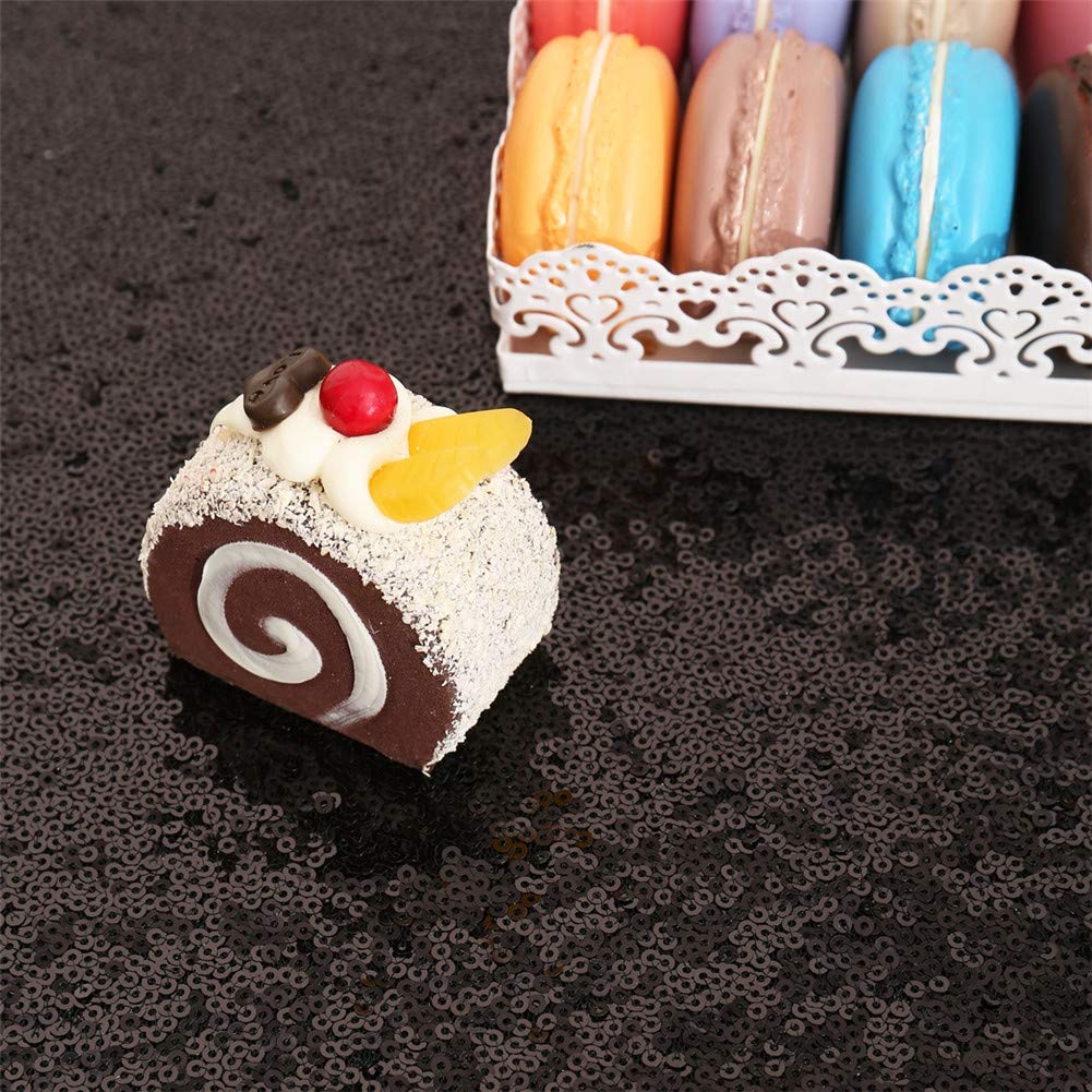 Eternal Beauty Sequin Tablecloth, 50X80 Rectangle Sequin Tablecloth For Party Cake Dessert Table Exhibition Events,Black