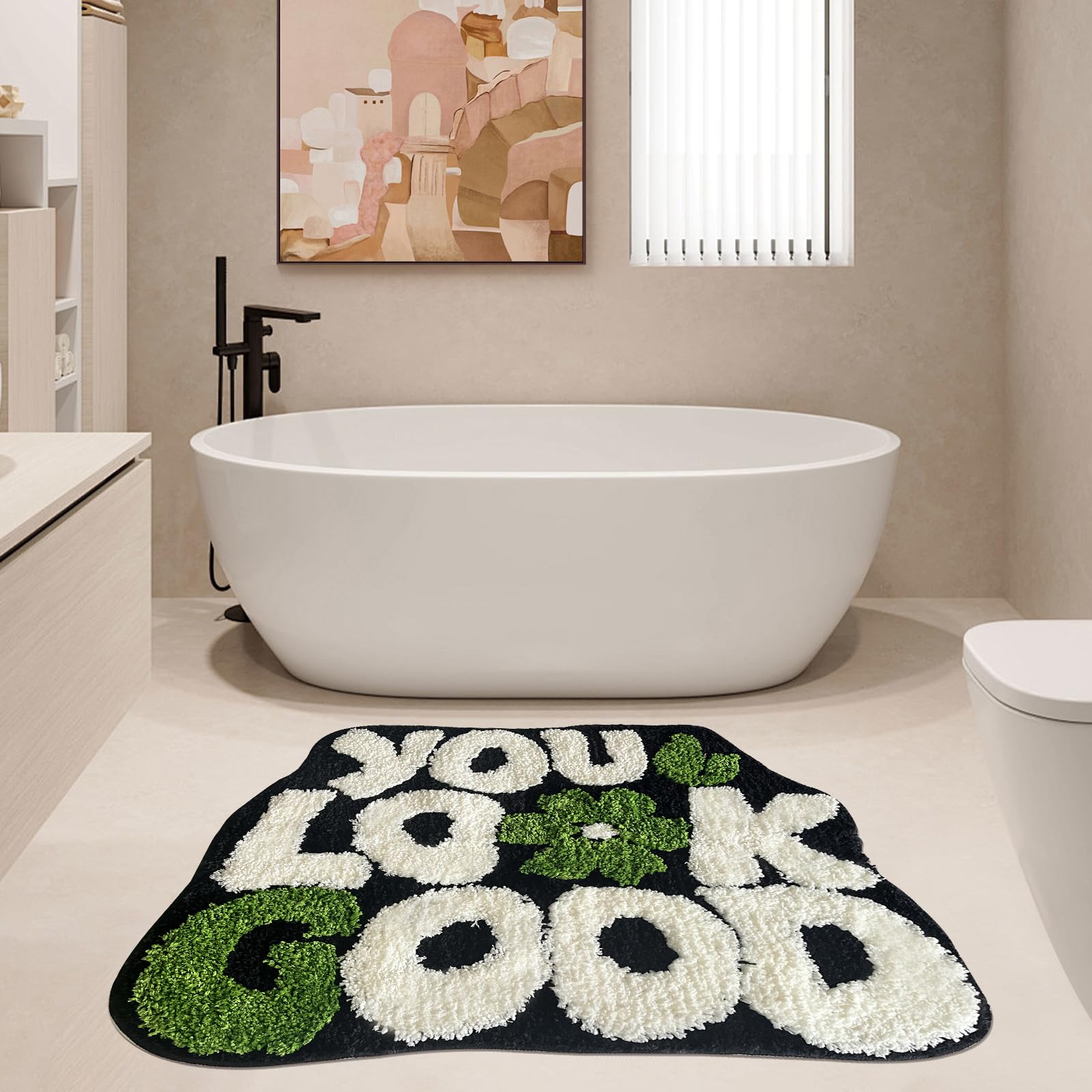 Twwde Aug You Look Good Bath Rug, Fun Bathroom Rug,Black Bathroom Rugs Cool Rugs For Bedroom Non Slip Microfiber Plush Cool Rugs