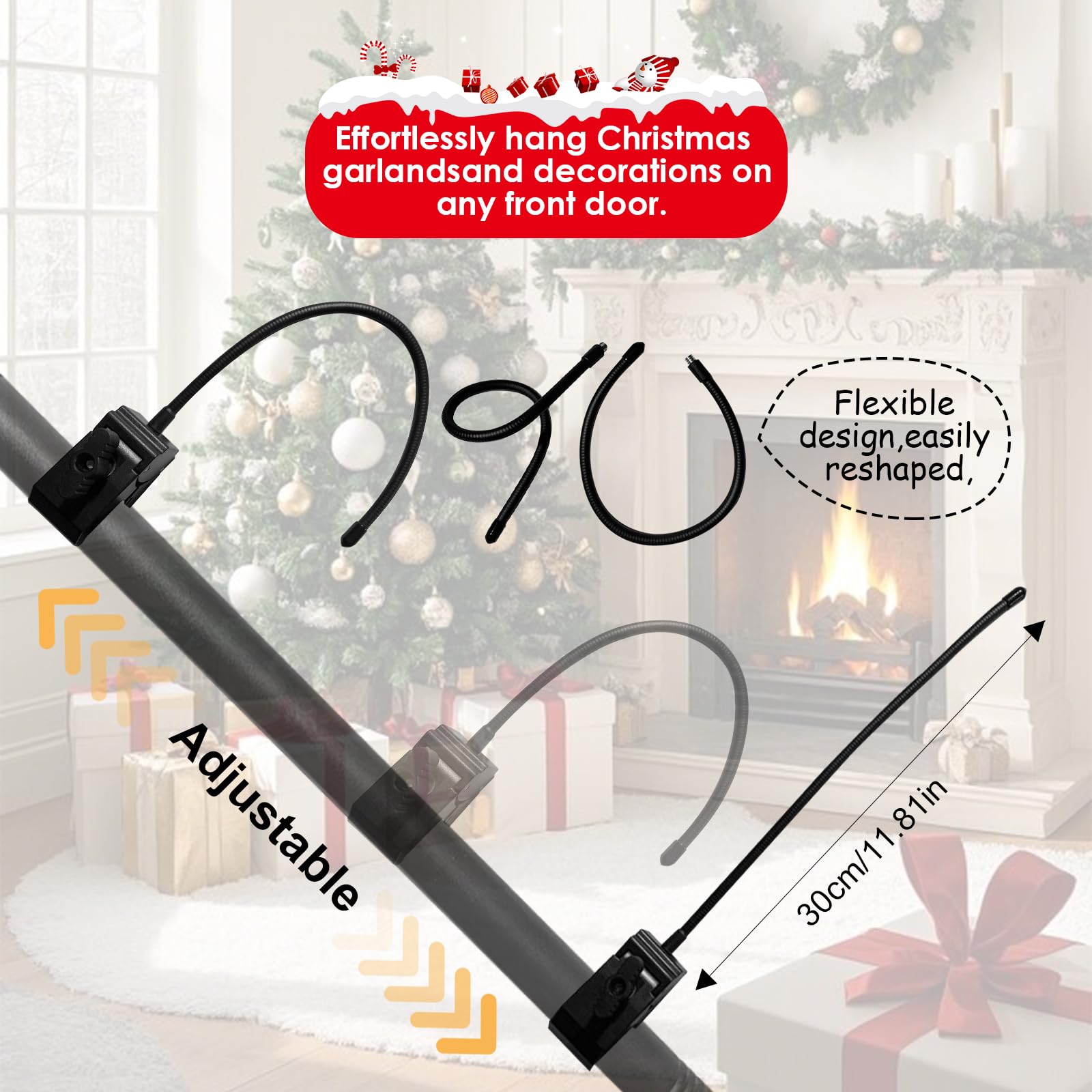 Docaharbour Garland Hanger for Front Door Frame, Adjustable 18- 80 Heavy-Duty Garland Holder for Door Frame Christmas & Hallowee