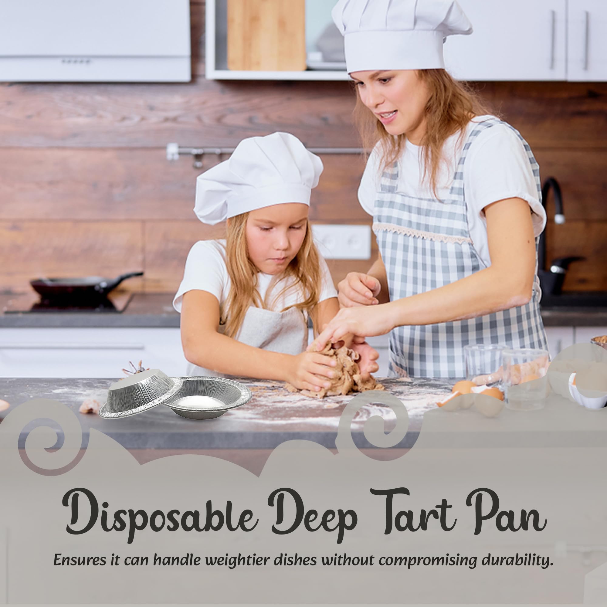 Kitchendance Disposable Aluminum Deep Tart Pan - 5 Ounces Round Shaped Aluminum Foil Individual Pie Pans For Pies, Tarts - Bakin