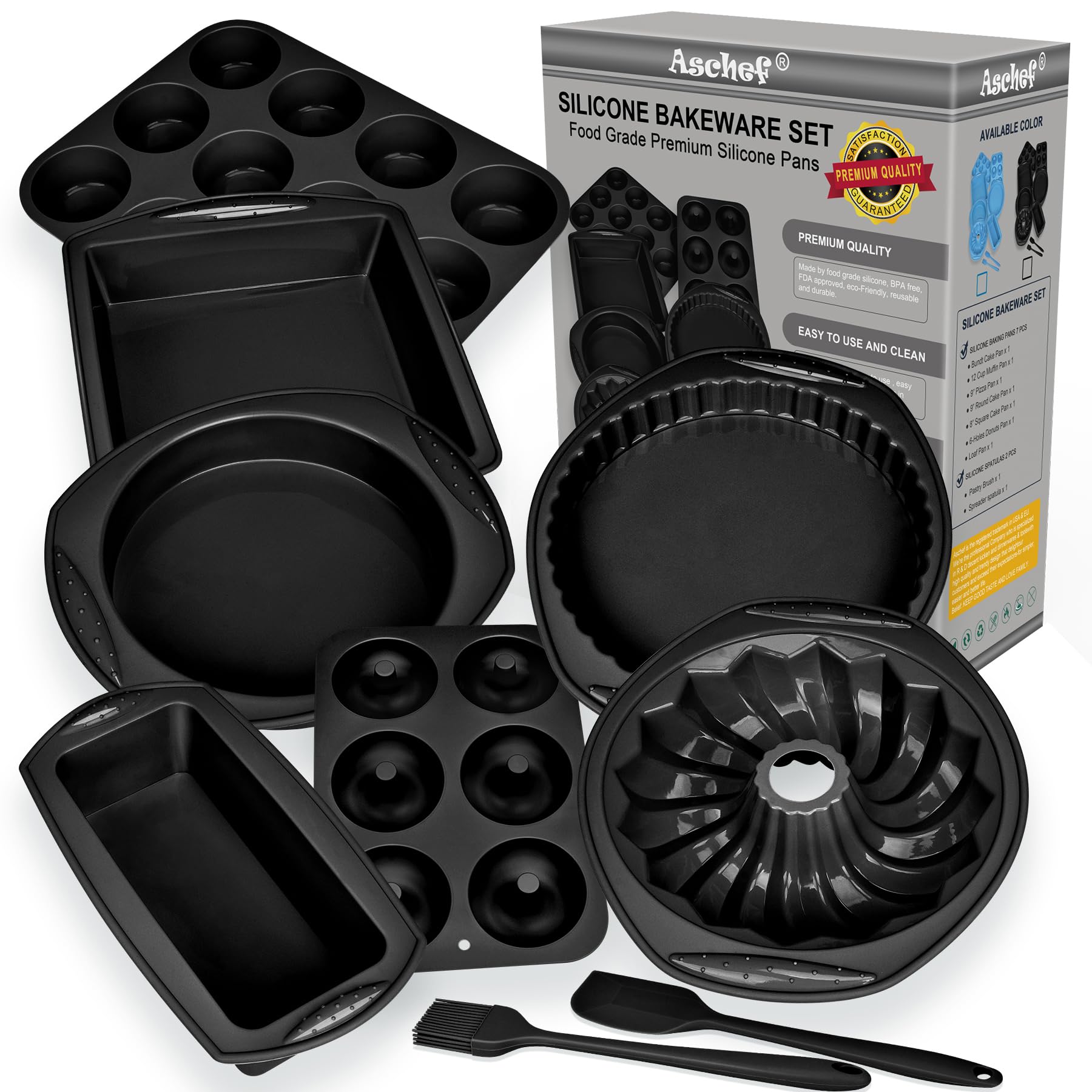 9In1 Nonstick Silicone Baking Bundt Cake Pan Cookie Sheet Molds Tray Heat Resistant Bakeware Tools Kit For Muffin Loaf Bread Piz