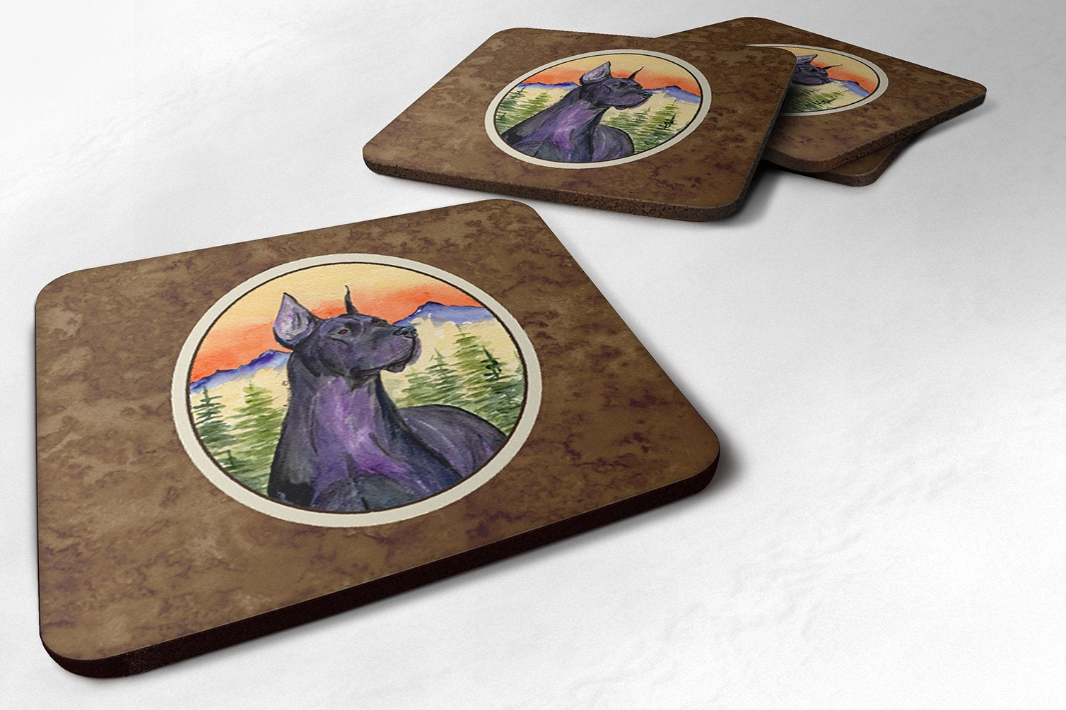 Carolines Treasures Great Dane Foam Coasters (Set of 4), 3.5 H x 3.5 W, Multicolor