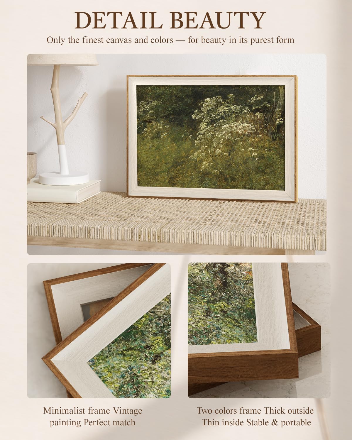 VIYYIEA Framed Wall Art for Living Room, Parsley Canvas Prints, Green Home Decor, Plants Painting Picture, Bathroom Wall Decor G