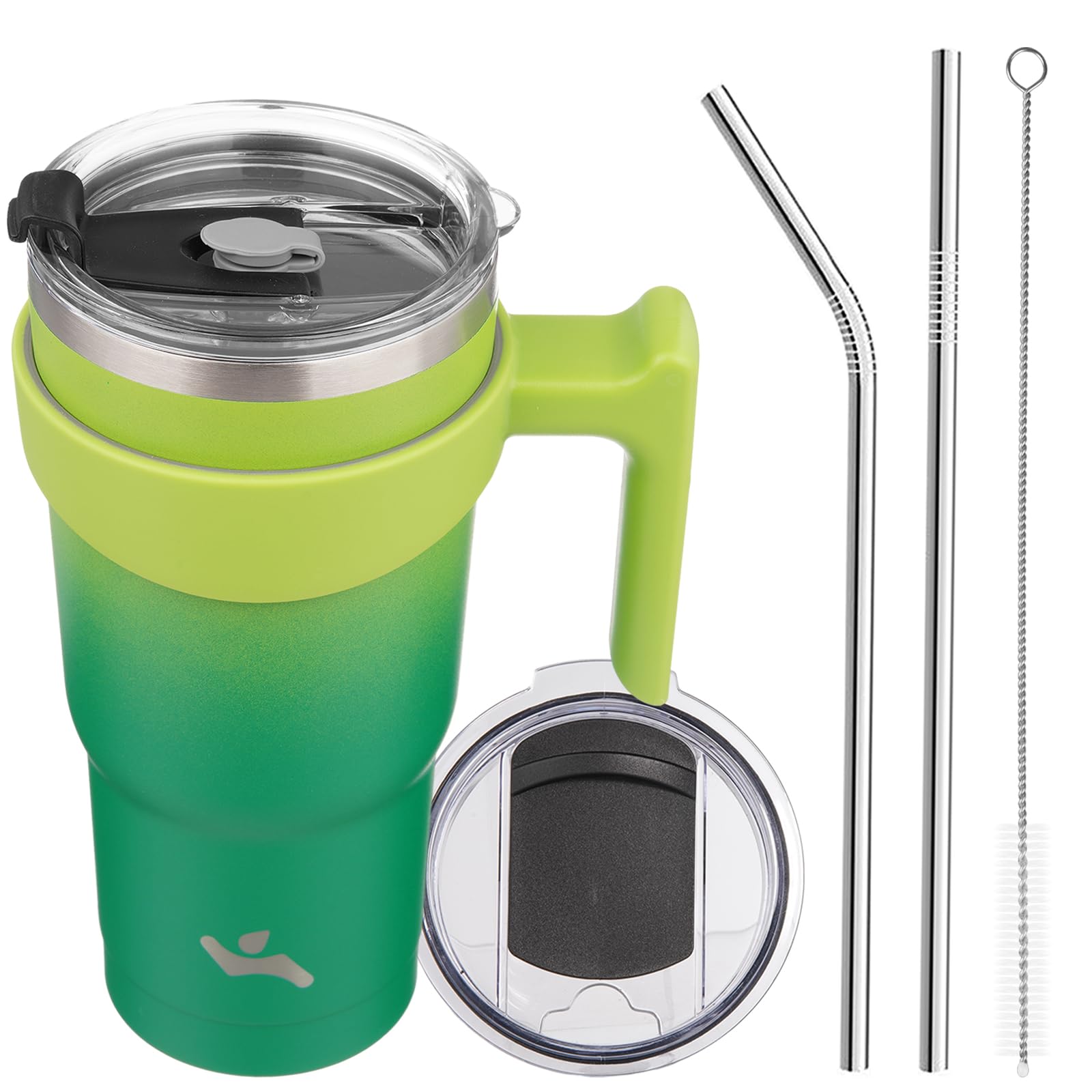 Konokyo 20 oz Tumbler with Handle and 2 Straw 2 Lid, Insulated Water Bottle Stainless Steel Vacuum Cup Reusable Travel Mug,Match