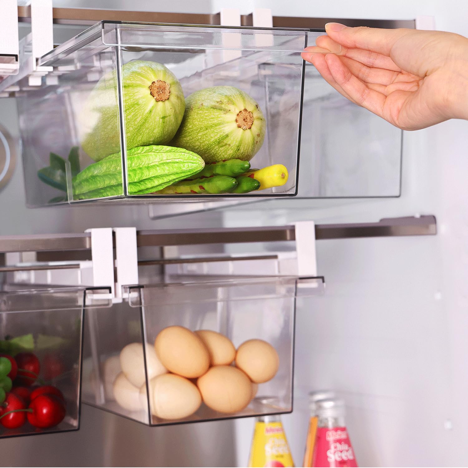 Yatmung Cheese Drawer Organizer For Refrigerator Pull Out - Fridge Drawer Organizer And Storage Containers - Deli, Produce, Univ