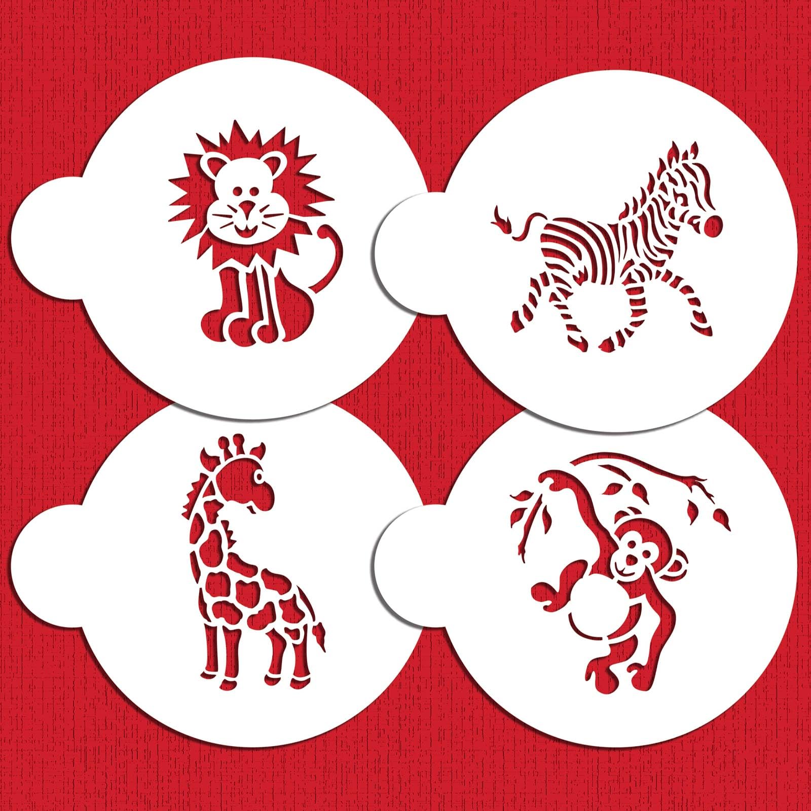 Designer Stencils Jungle Animals Cookie, Beige/Semi-Transparent, Fits 3'' Circle