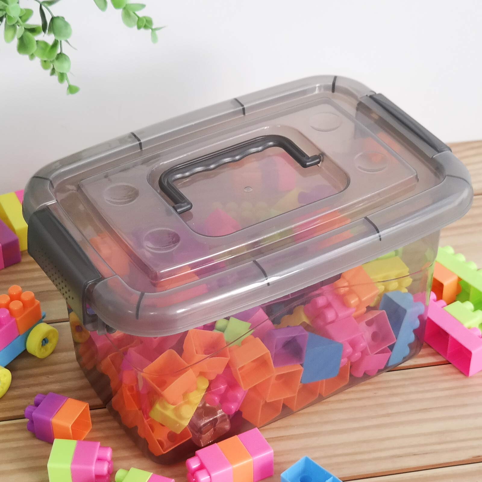 Doryh 5L Plastic Storage Bin With Lid, Latching Box With Handles, Set Of 6