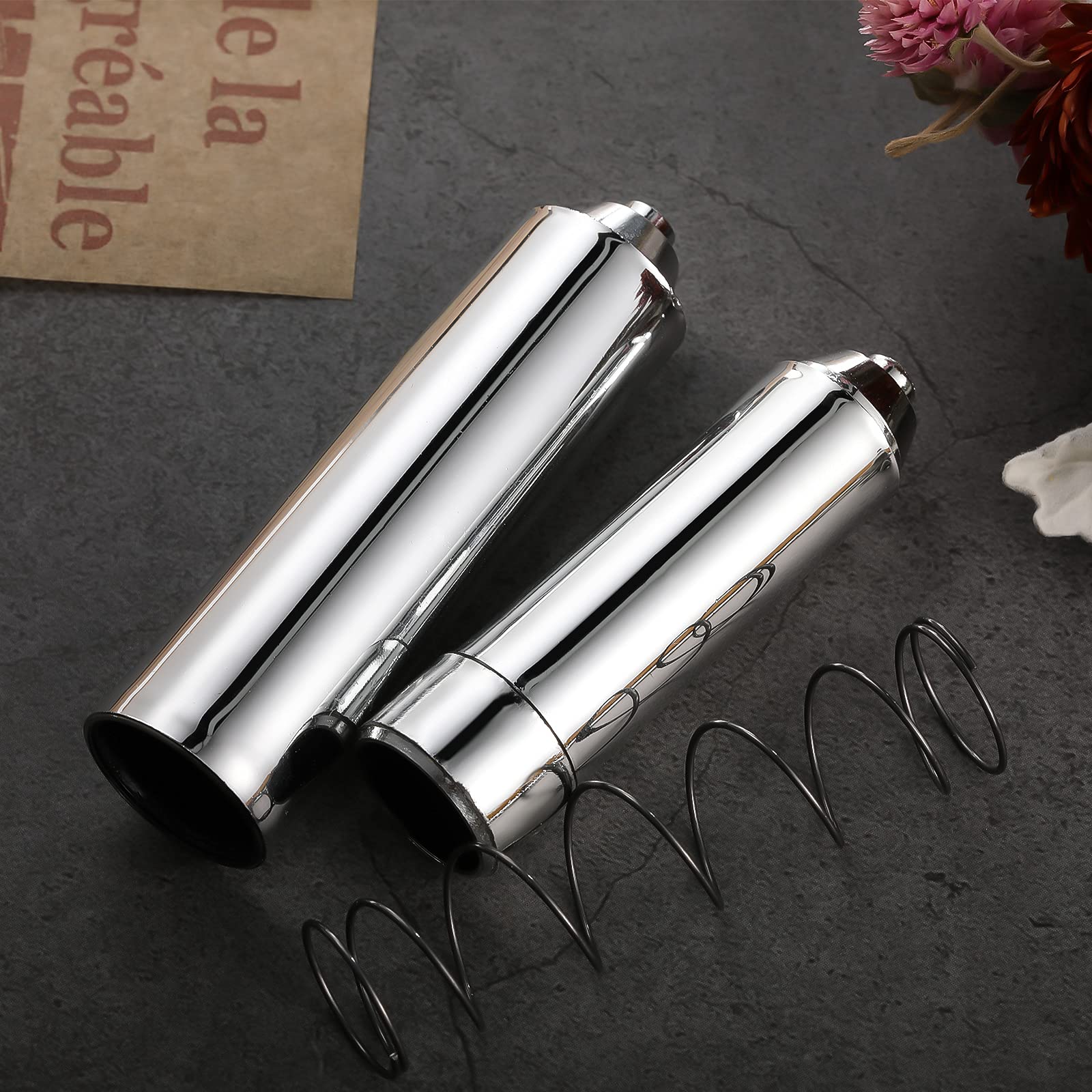 2 Pieces Toilet Paper Holder Roller Spindle Replacement Rod Plastic Spring Loaded (Silver)