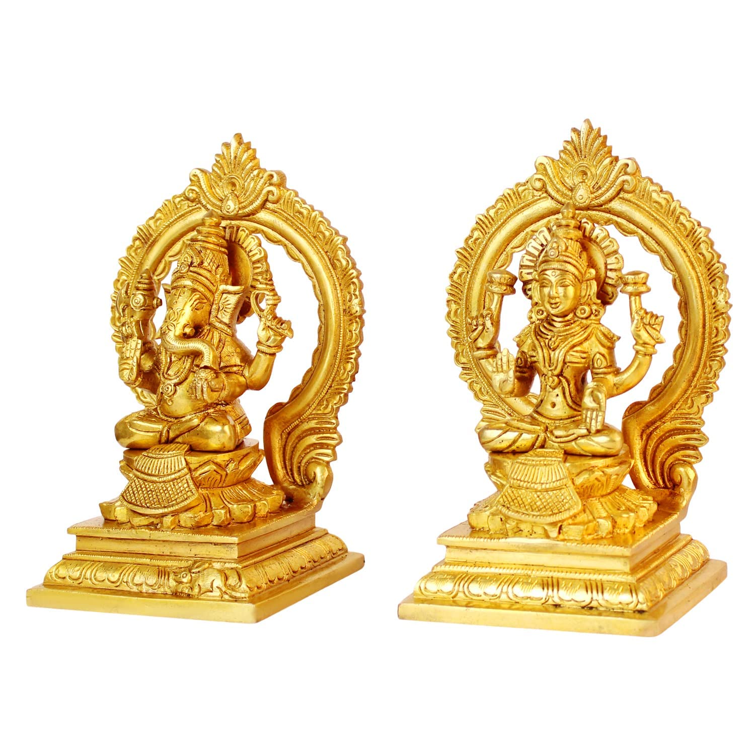 Kartique Brass Laxmi Ganesh Idol Bhagwan Ganpati Murti Metal Statue Sitting Laxmi Ji For Home Office Decor Pooja Good Luck Gift
