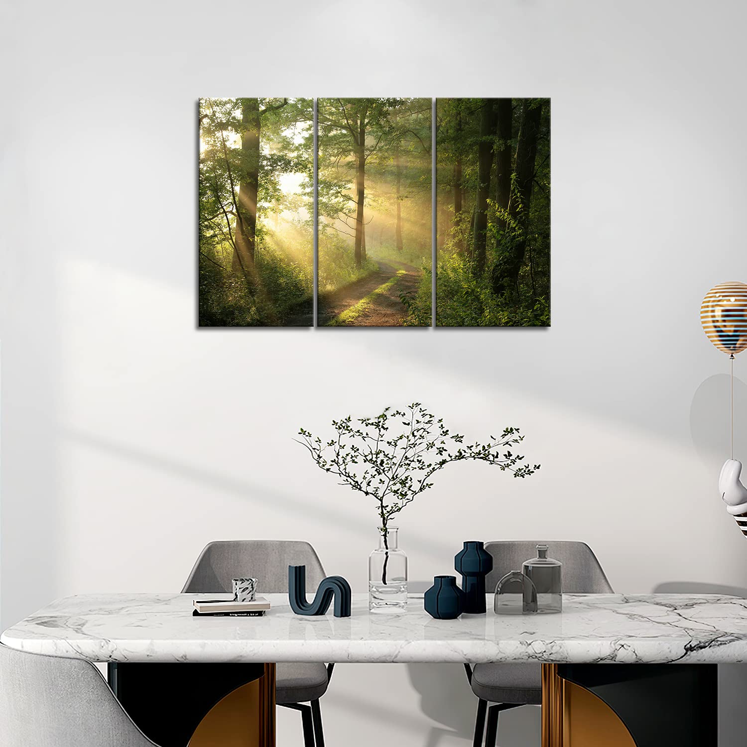 Forest Nature Wall Art Decor Sunshine Through Forest And Road Canvas Pictures Artwork 3 Panel Nuture Landscape Painting Prints F