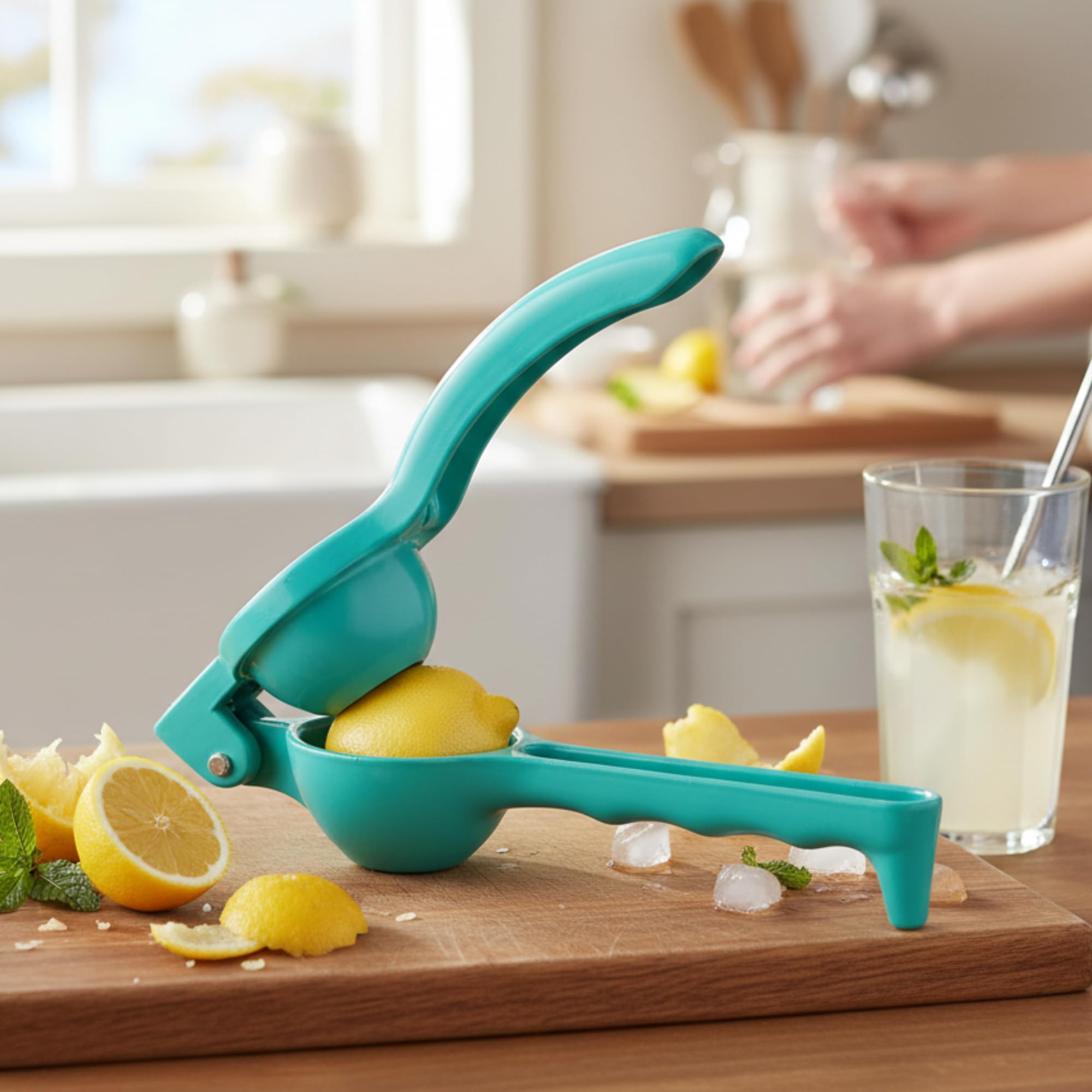 Elan Aluminium Citric Lemon Lime Juice Squeezer | Manual Citrus Press | Juice Extractor | Lemon Crusher | Nimbu Presser (Aqua)