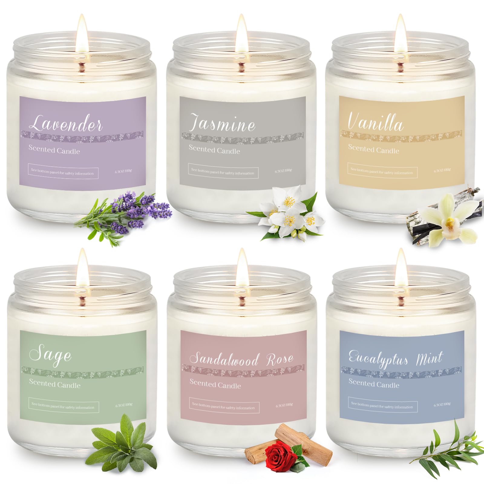 6 Pack Candles for Home Scented Aromatherapy Candles Gifts Set for Women, Lavender Candle, 37.8 oz 300 Hour Long Lasting Candles