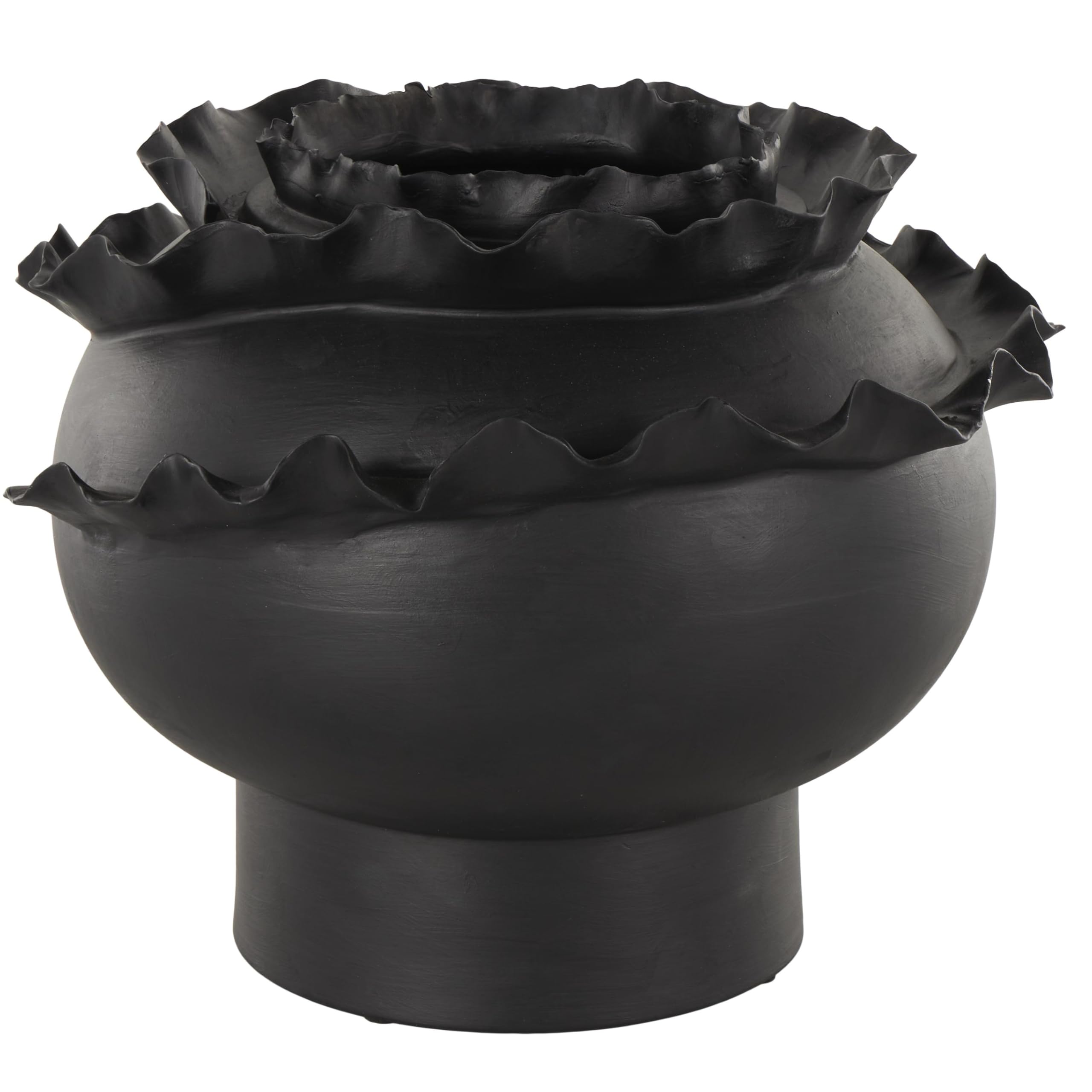 Deco 79 Ceramic Abstract Decorative Vase Floral Inspired Centerpiece Vase, Flower Vase for Home Decoration 12 x 12 x 9, Black