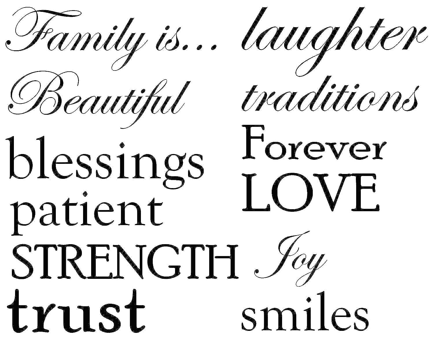 Set Of 12 Family Quote Words Vinyl Wall Sticker Picture Frame Wall Family Room Art Decoration #1332 (Matte Black)