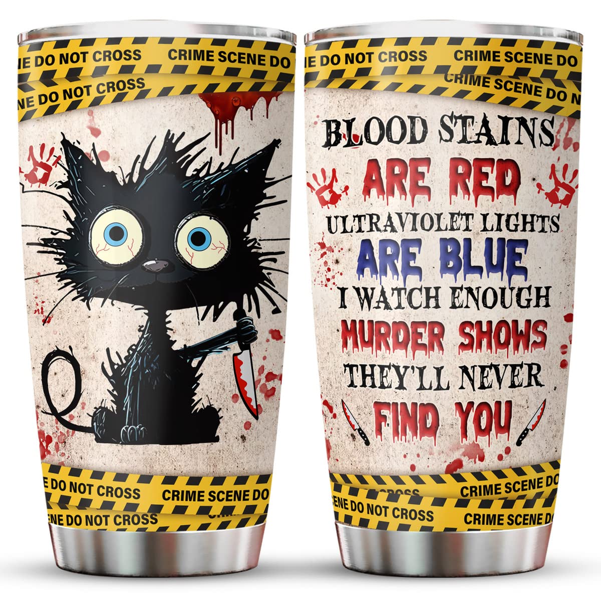 34Hd Cat Gifts For Cat Lovers, 20Oz Cat Tumbler With Lid Stainless Steel, Horror Cat Coffee Mug, Funny Cat Cup, Halloween Gifts