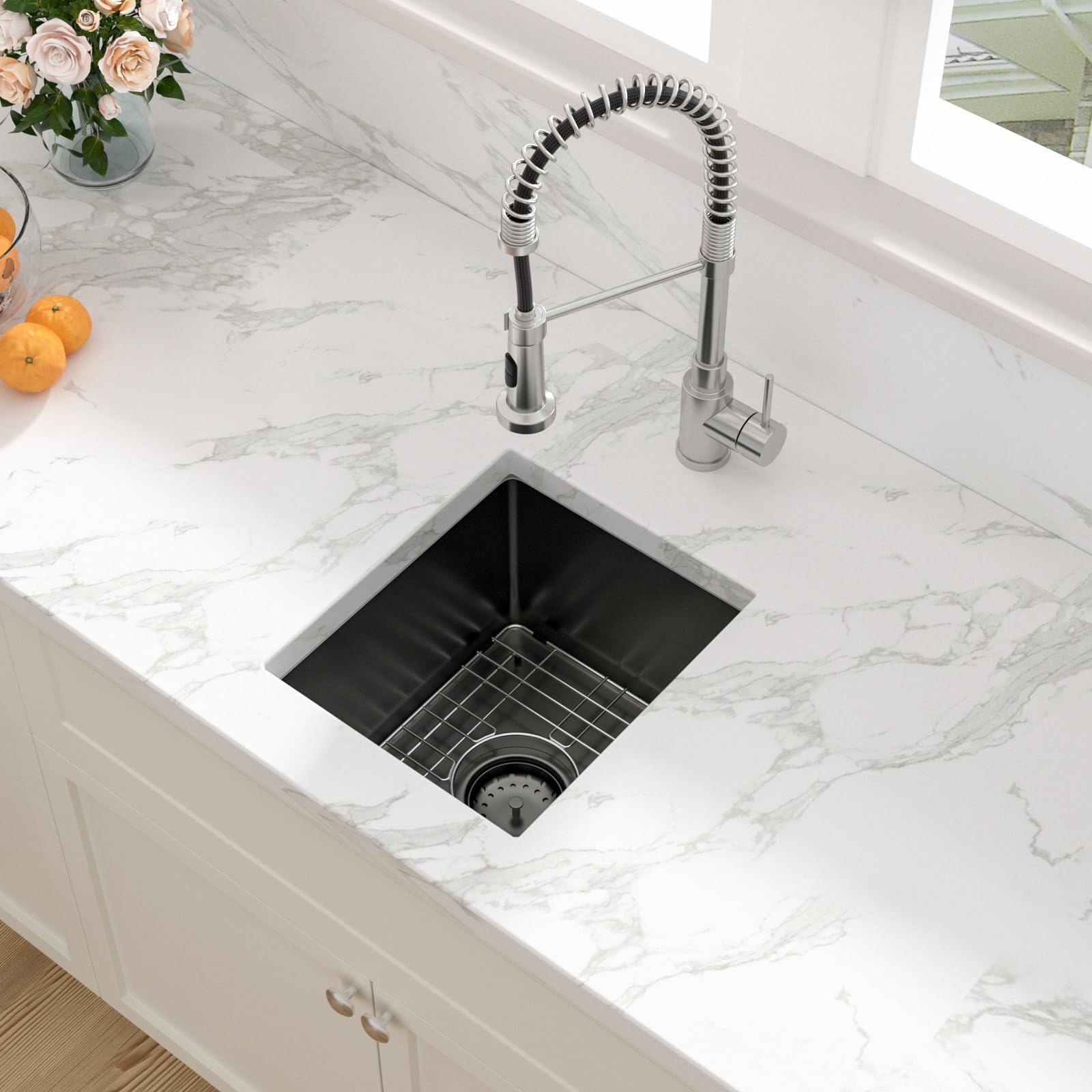 Sarlai 13 Black Bar Sink Undermount - 13X15 Gunmetal Black Under Counter Bar Prep Rv Outdoor Kitchen Sink 16 Guage Stainless Ste