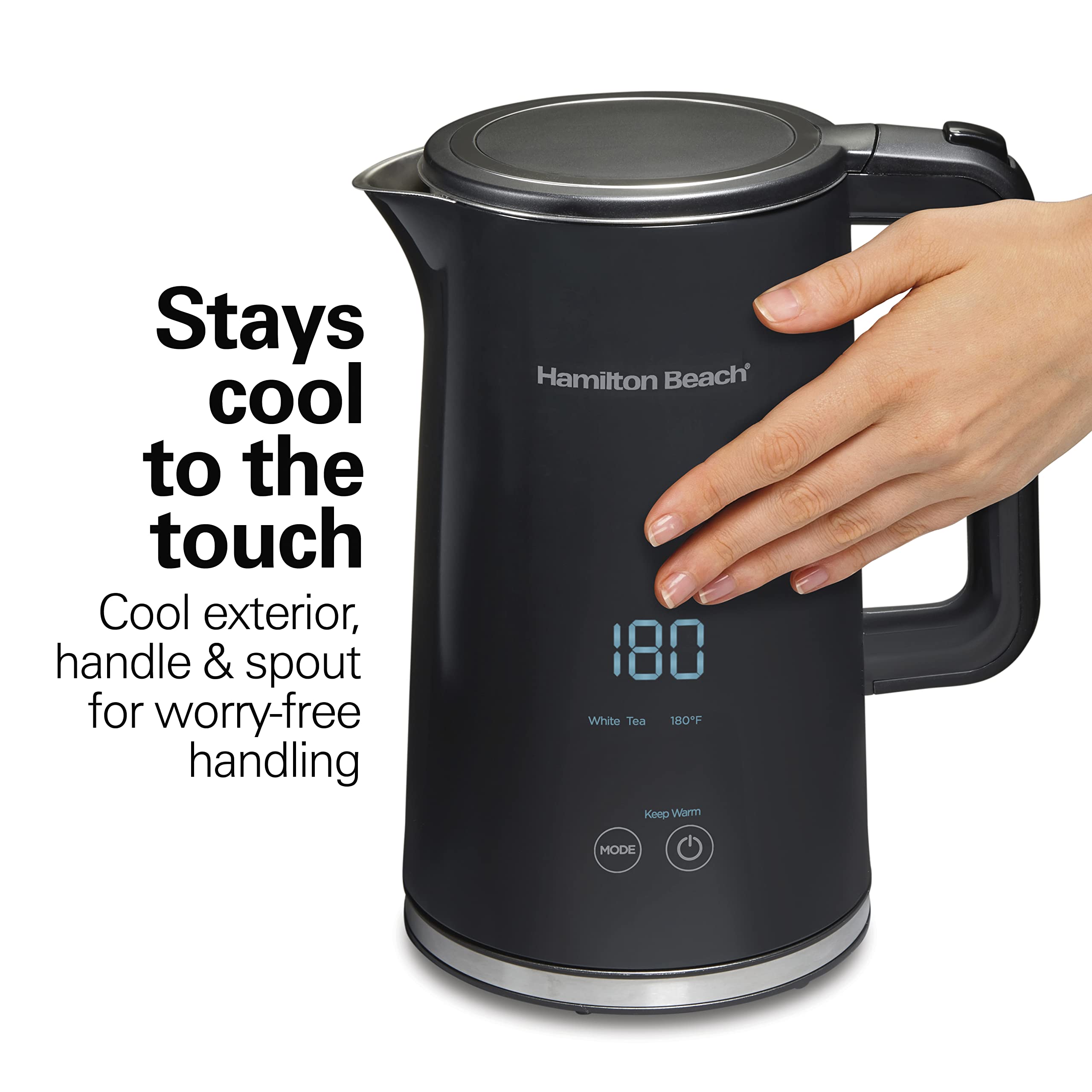 Hamilton Beach Digital Temperature Control Electric Tea Kettle, Hot Water Boiler & Heater 1.7L, 5 Preset Modes + Keep Warm, Fast