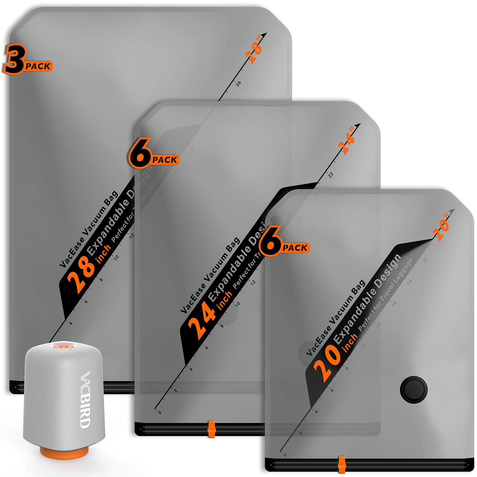 Rechargeable Wireless Pump Travel Storage Bags Set - 15 Pack Portable Space Saver Bags for Travel & Home - Vacuum Compression Pa