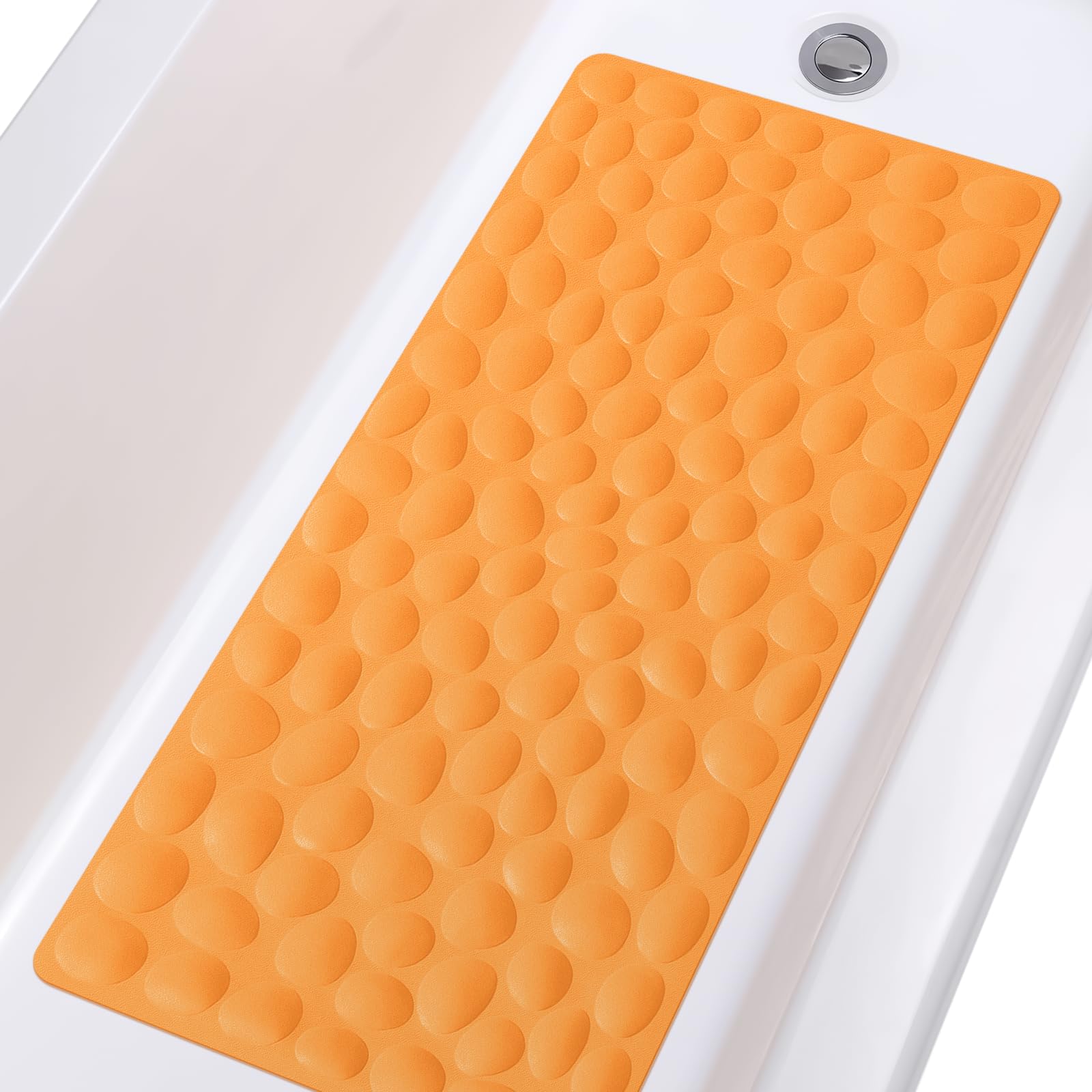 Non-Slip Bathtub Mat Othway Soft Rubber Bathroom Bathmat With Strong Suction Cups (Orange)