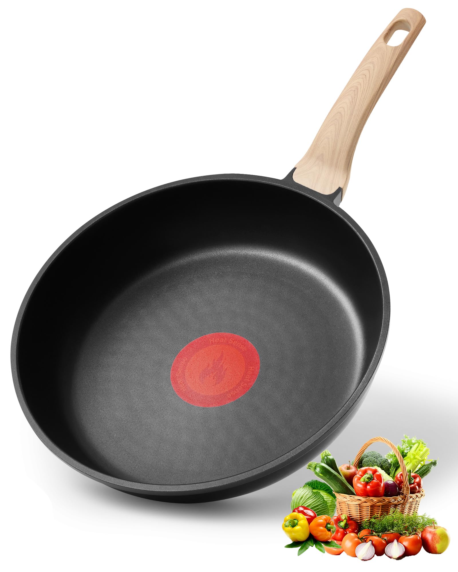 Non Stick Frying Pan, 11-Inch Omelette Pan With Heat Dot Temperature Indicator, Healthy Non Toxic Egg Skillet With Heat-Resistan