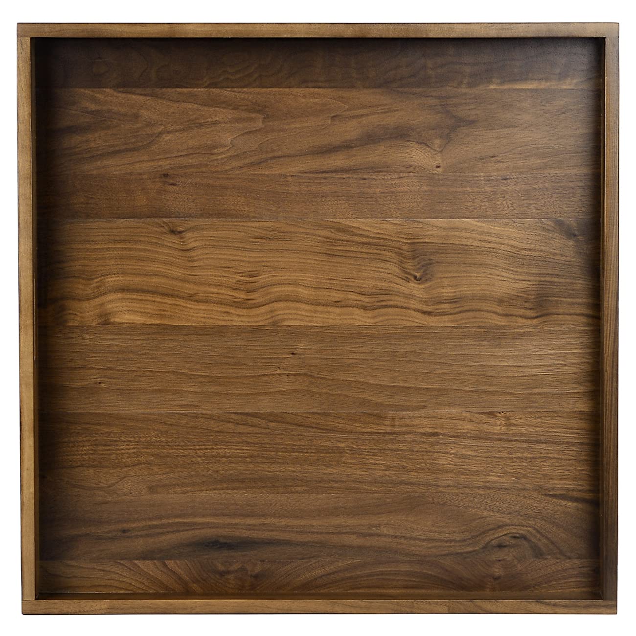 Kingcraft 19 X 19 Inches Black Walnut Large Ottoman Tray Wooden Table Tray Square Solid Serving Tray With Handles Platter Decora