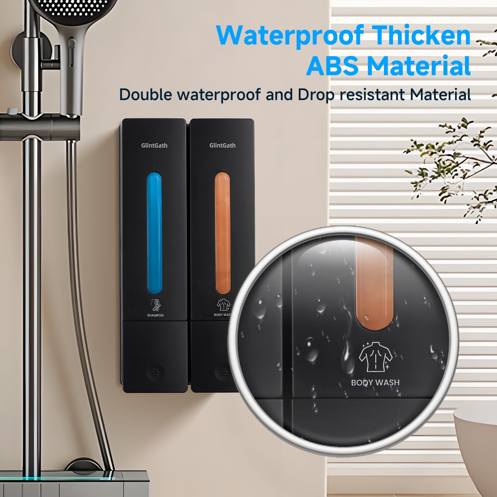Shampoo And Conditioner Dispenser,Shower Soap Dispenser Shower Dispenser 2 Chamber No Drill Shampoo Dispenser For Shower Wall, B