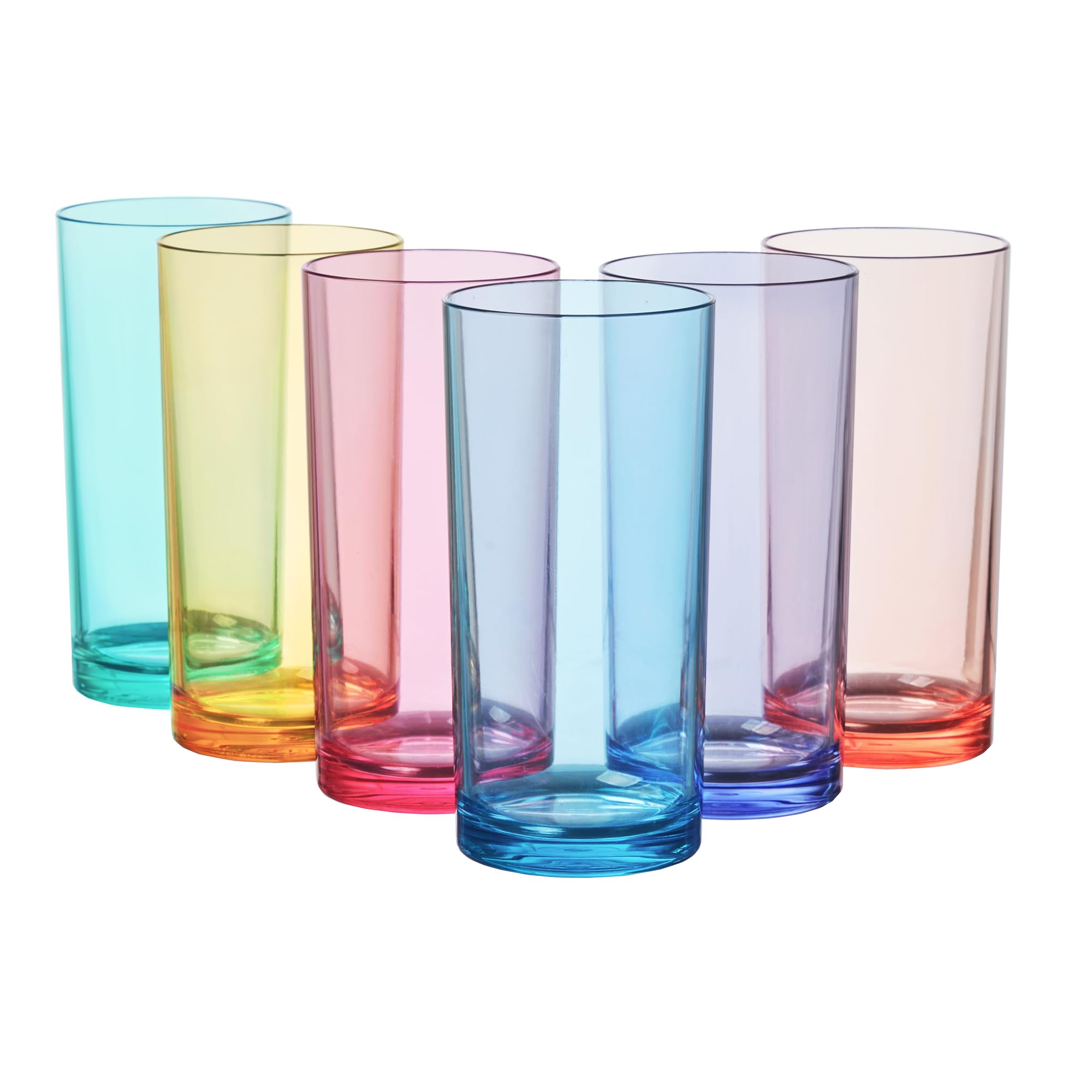 Us Acrylic Classic Plastic Reusable Drinking Glasses (Set Of 6) 16Oz Water Cups Assorted Colors | Bpa-Free Tumblers, Made In Usa