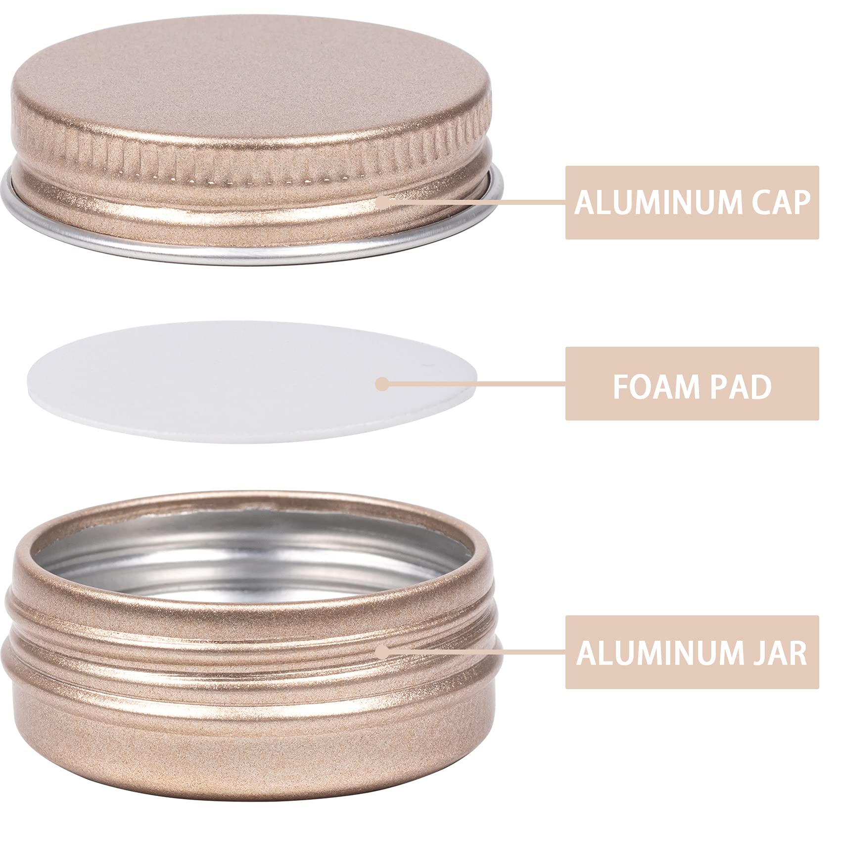 0.5 Oz Screw Top Aluminum Tin Jar With Screw Lid And Blank Labels (Champange - Pack Of 32)