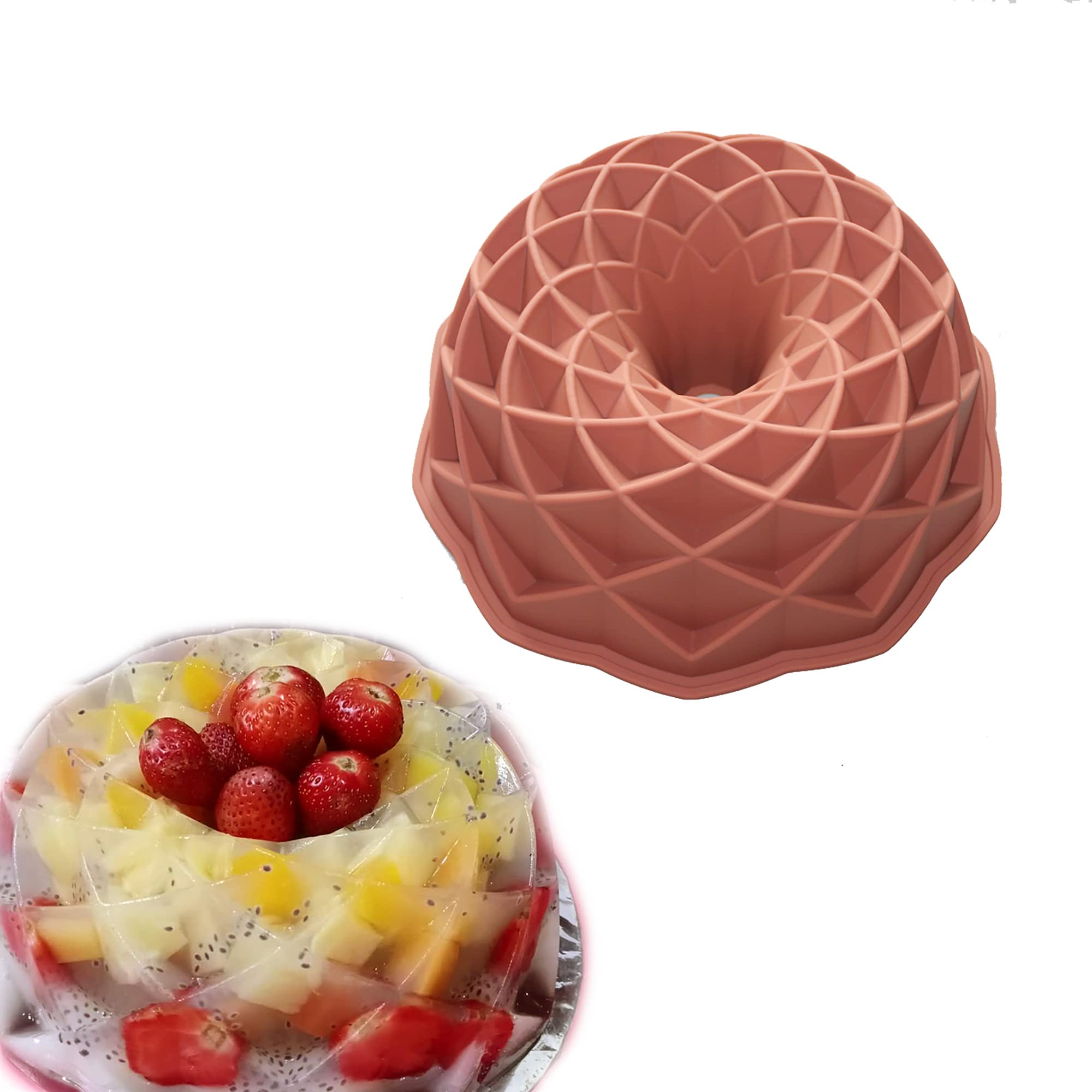 X-Haibei Cake Pan Bread Gelatin Jello Pudding Baking Silicone Mold Dia. 8.3-Inch