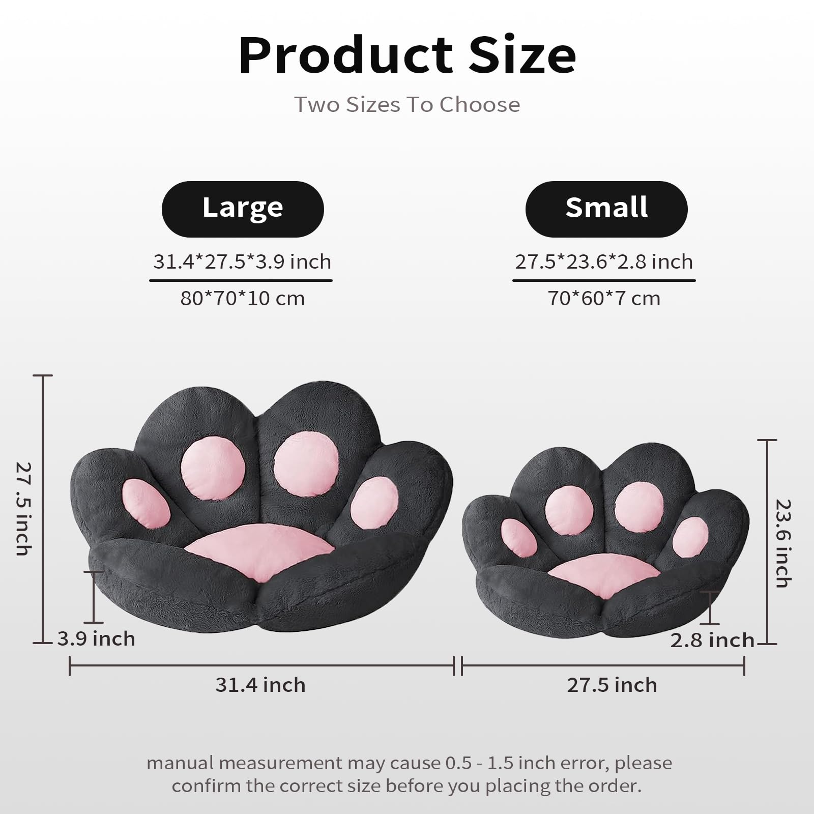 Ditucu Cat Paw Cushion Kawaii Chair Cushions 31.4 X 27.5 Inch Cute Stuff Seat Pad Comfy Lazy Sofa Office Floor Pillow For Gaming